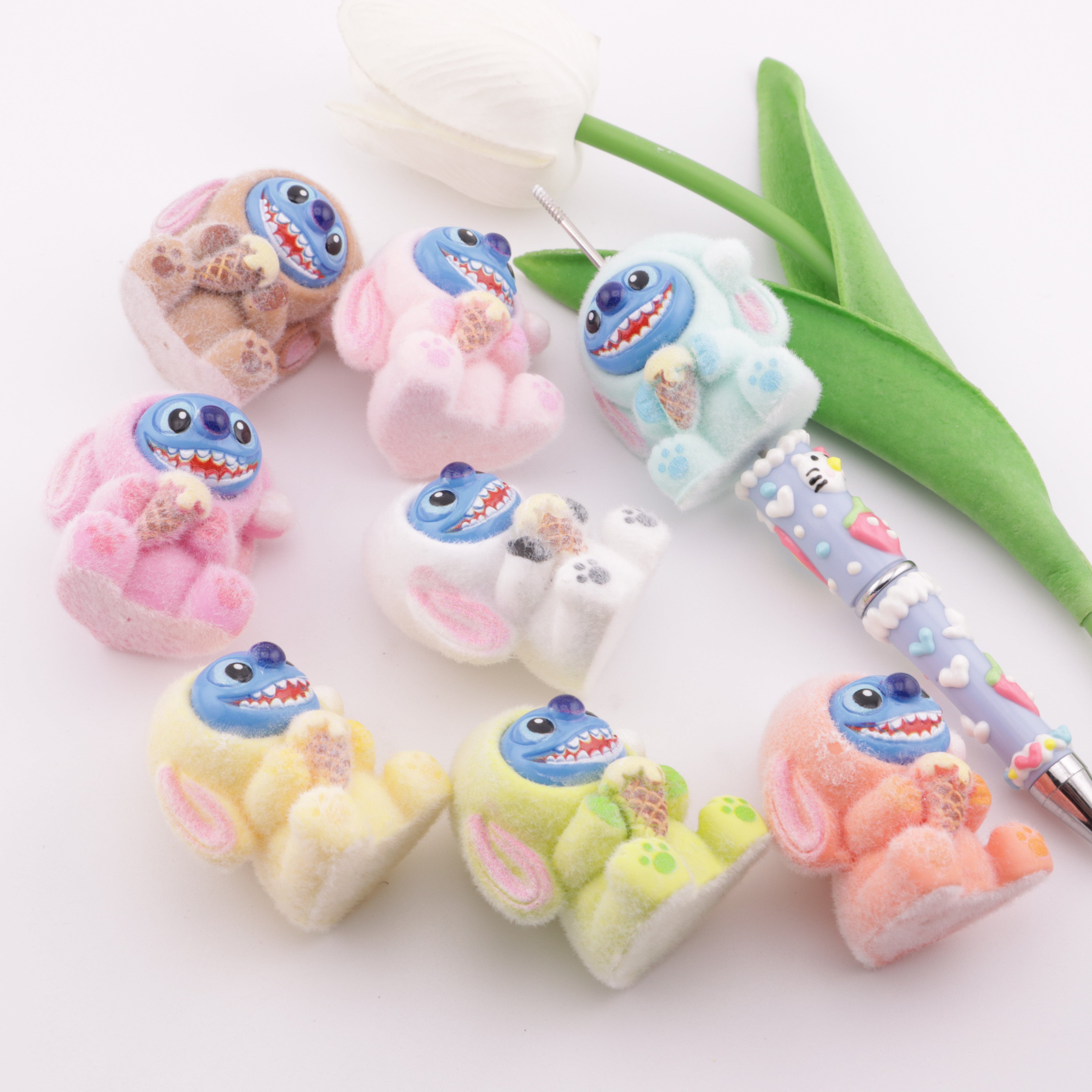 FS5560- Stitch Flocked Resin Beads (Through Holes)