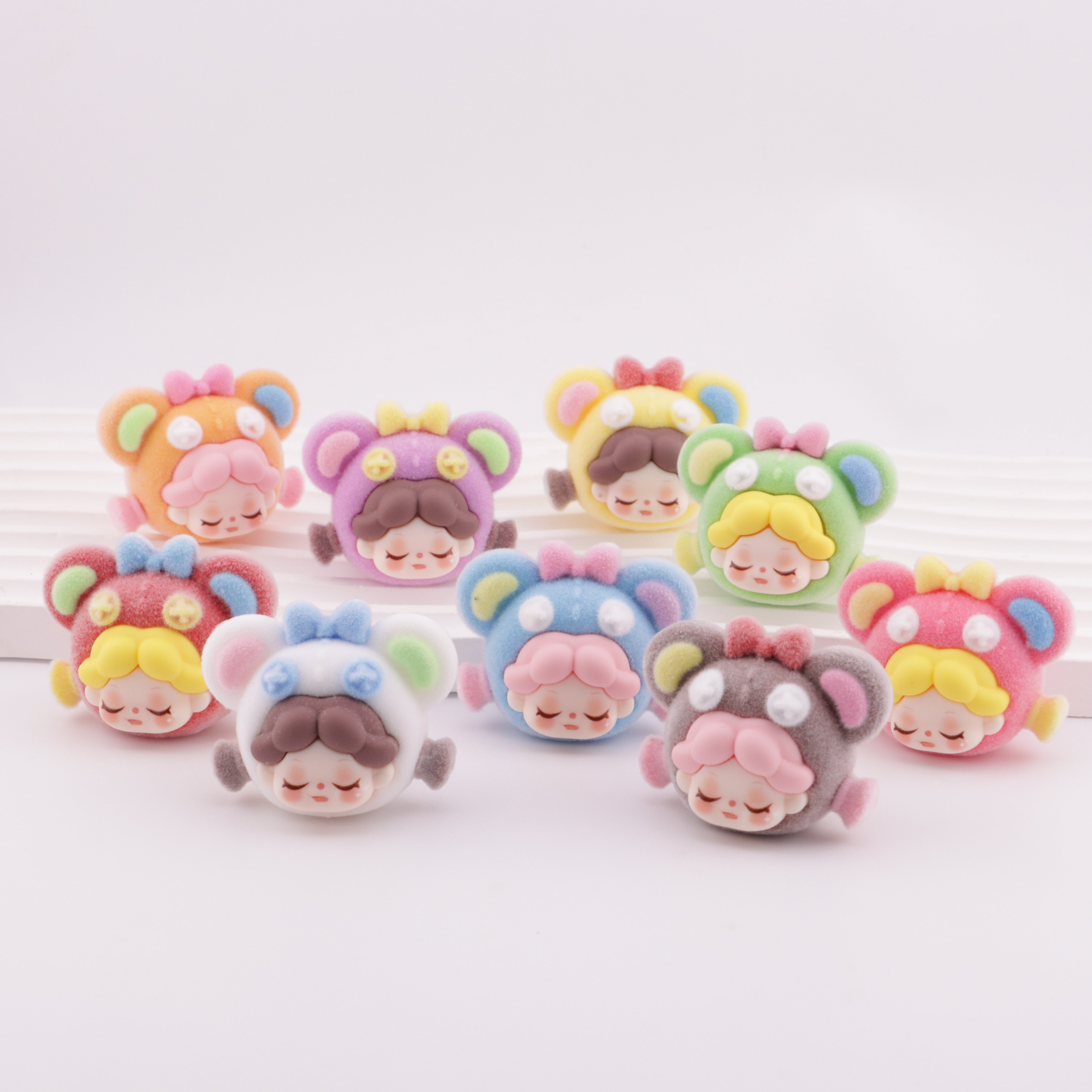 FS5581-Set Charms Wendy Colorful Teddy Bear Head Ornaments