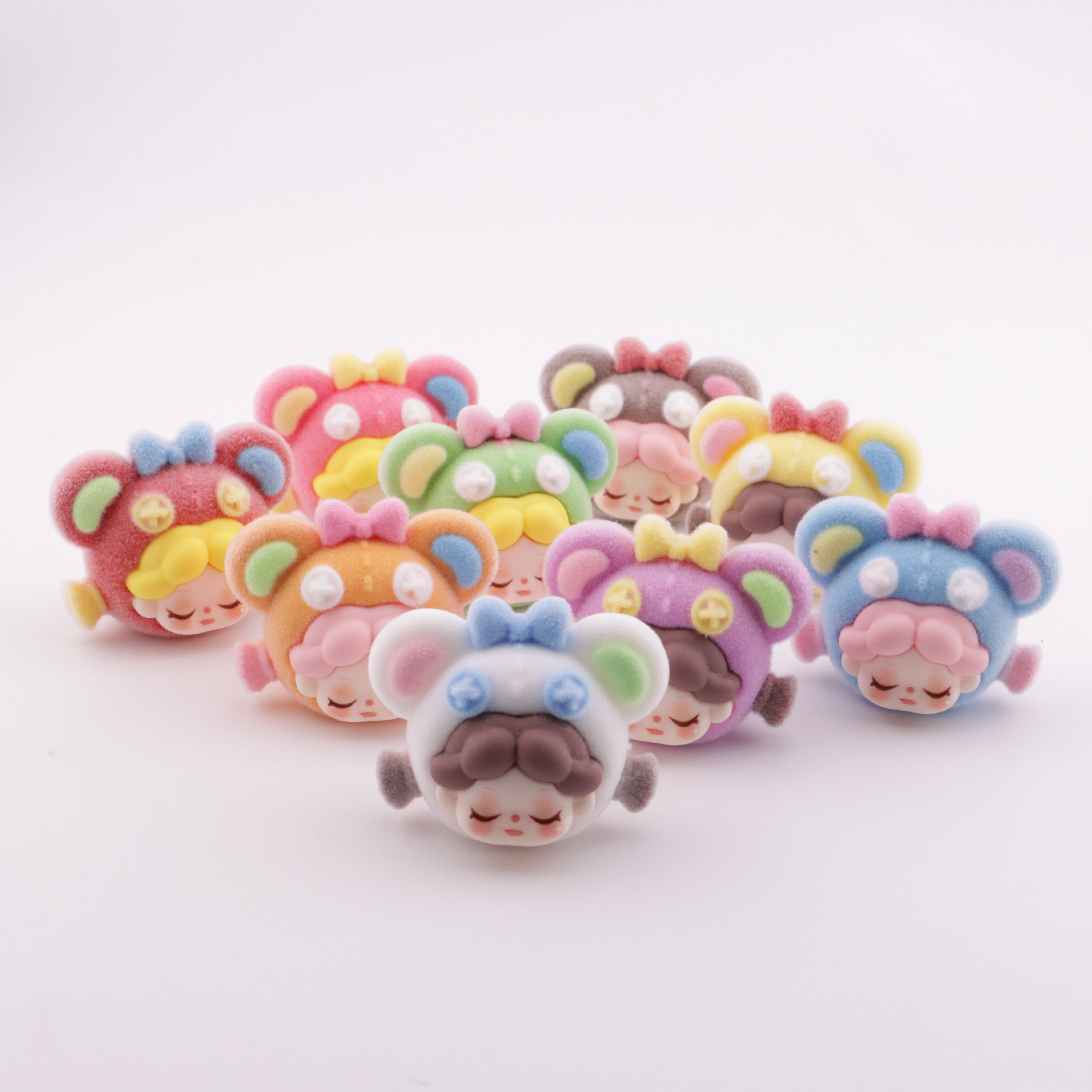 FS5581-Set Charms Wendy Colorful Teddy Bear Head Ornaments
