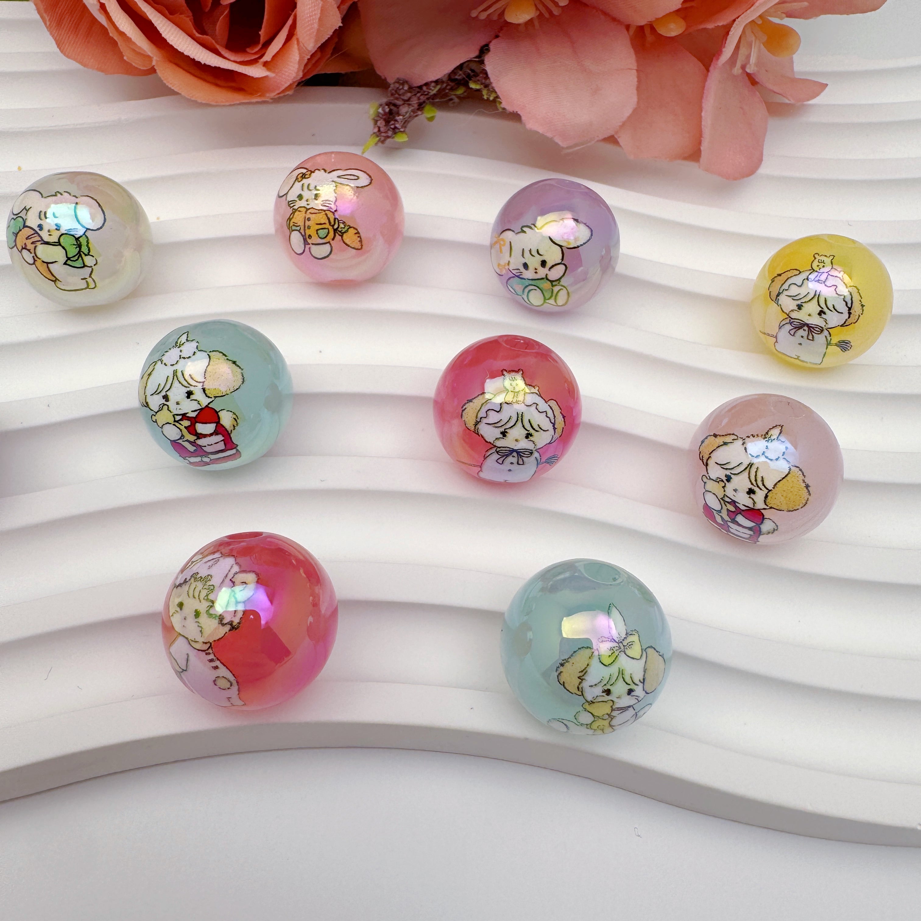 FS3875- 16mm Jelly-Colored Mixed Mikoo Acrylic Beads