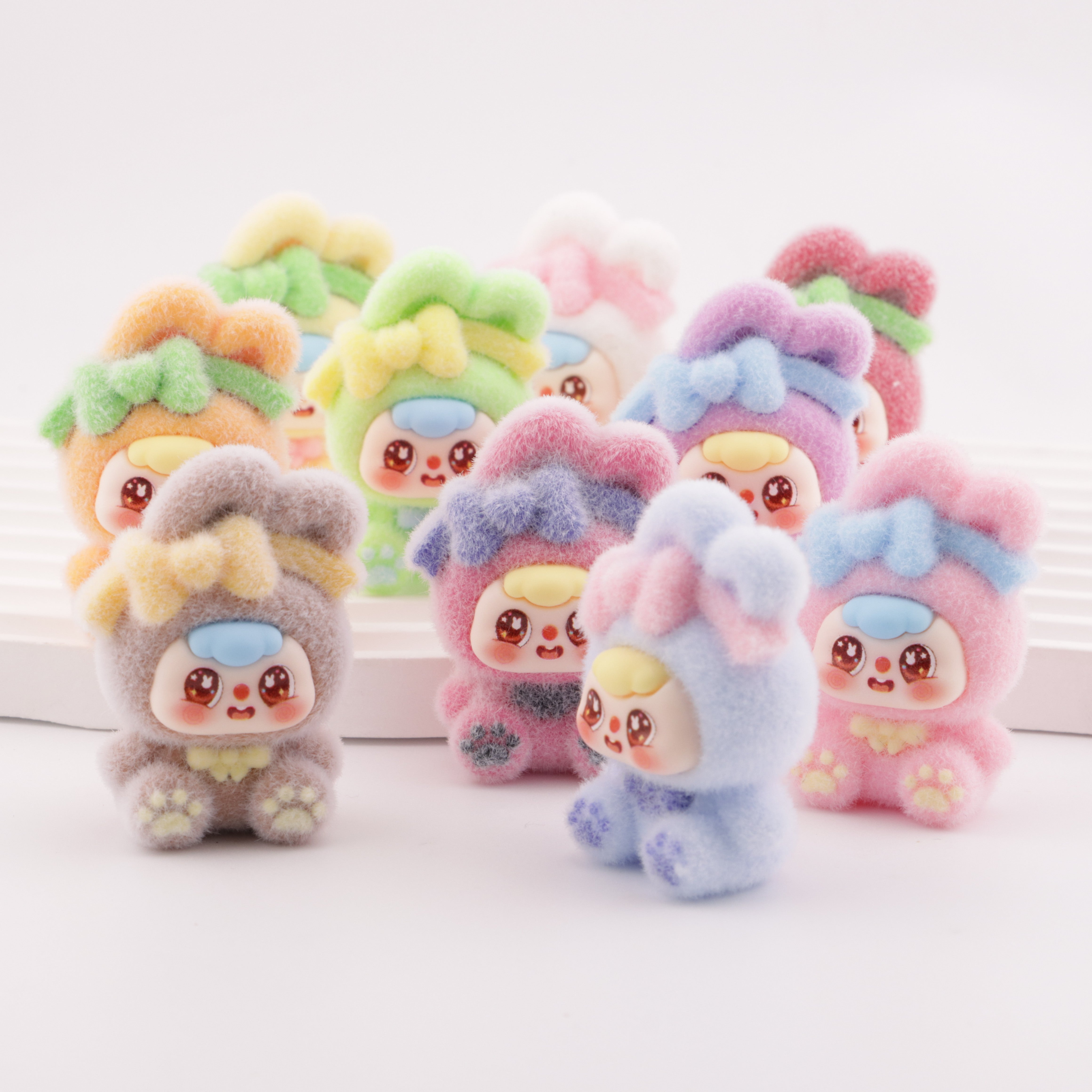 FS5625- Flocked Three-Dimensional Bean Bun Sitting Bowknot Rabbit