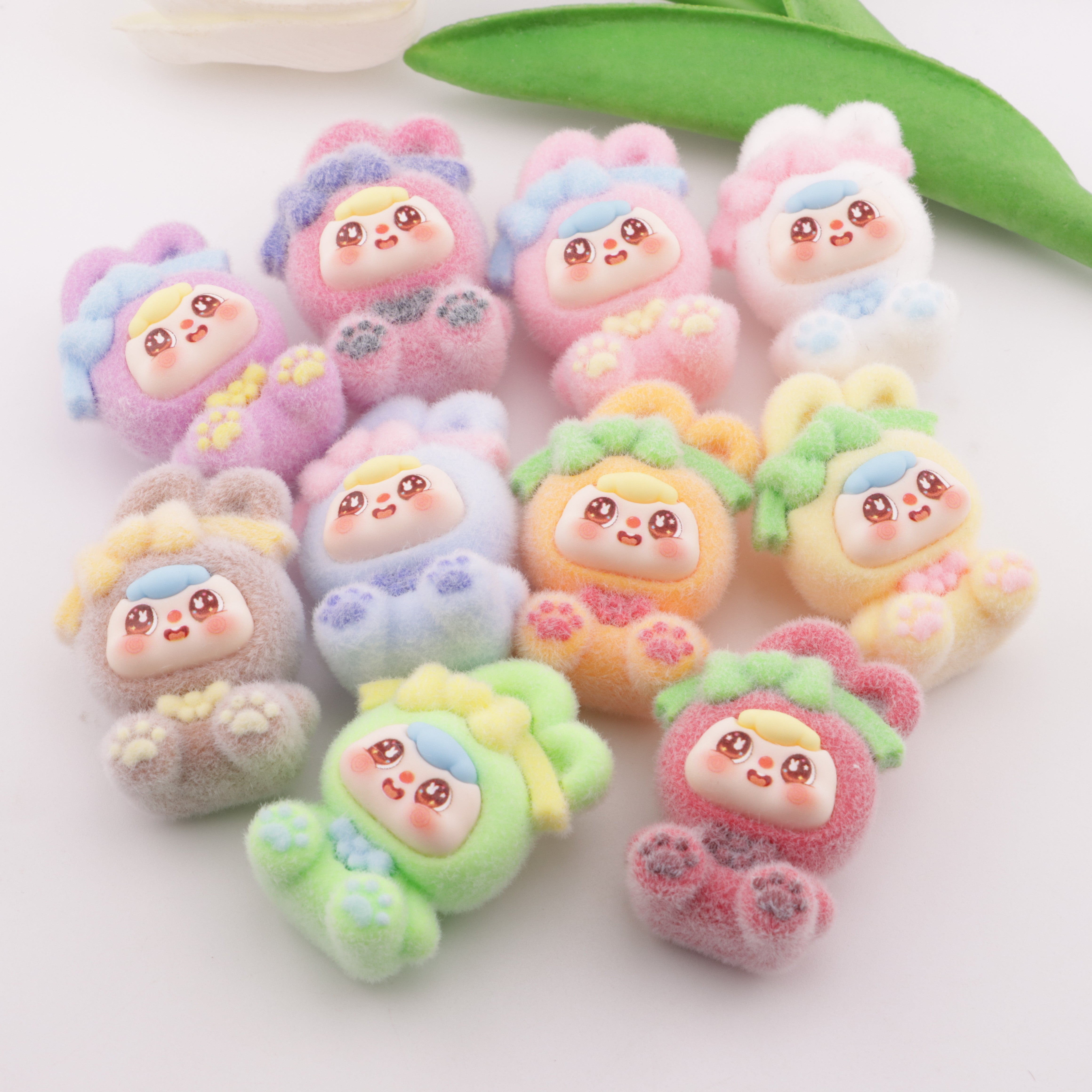 FS5625- Flocked Three-Dimensional Bean Bun Sitting Bowknot Rabbit