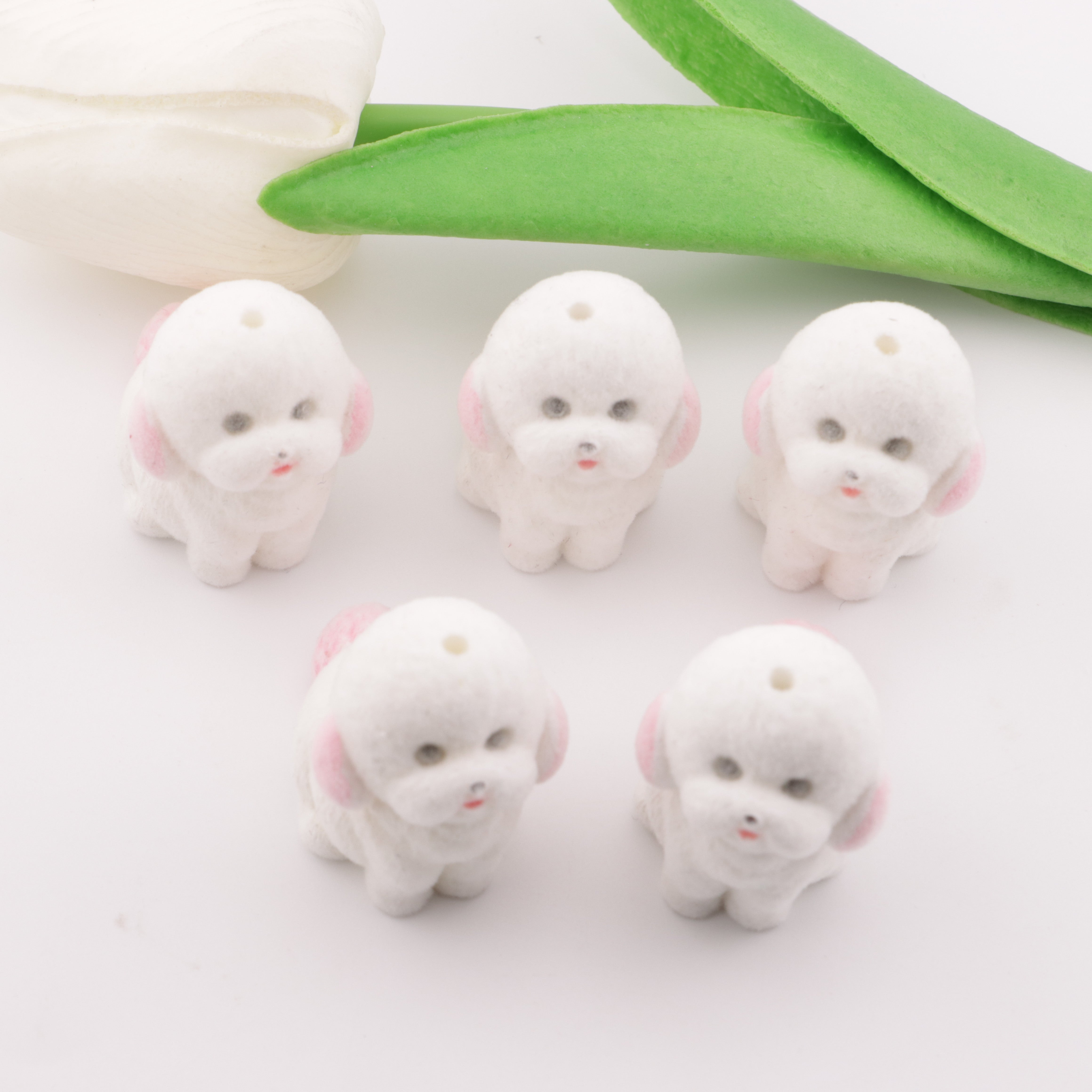 FS5462- Flocked Dog Resin Beads