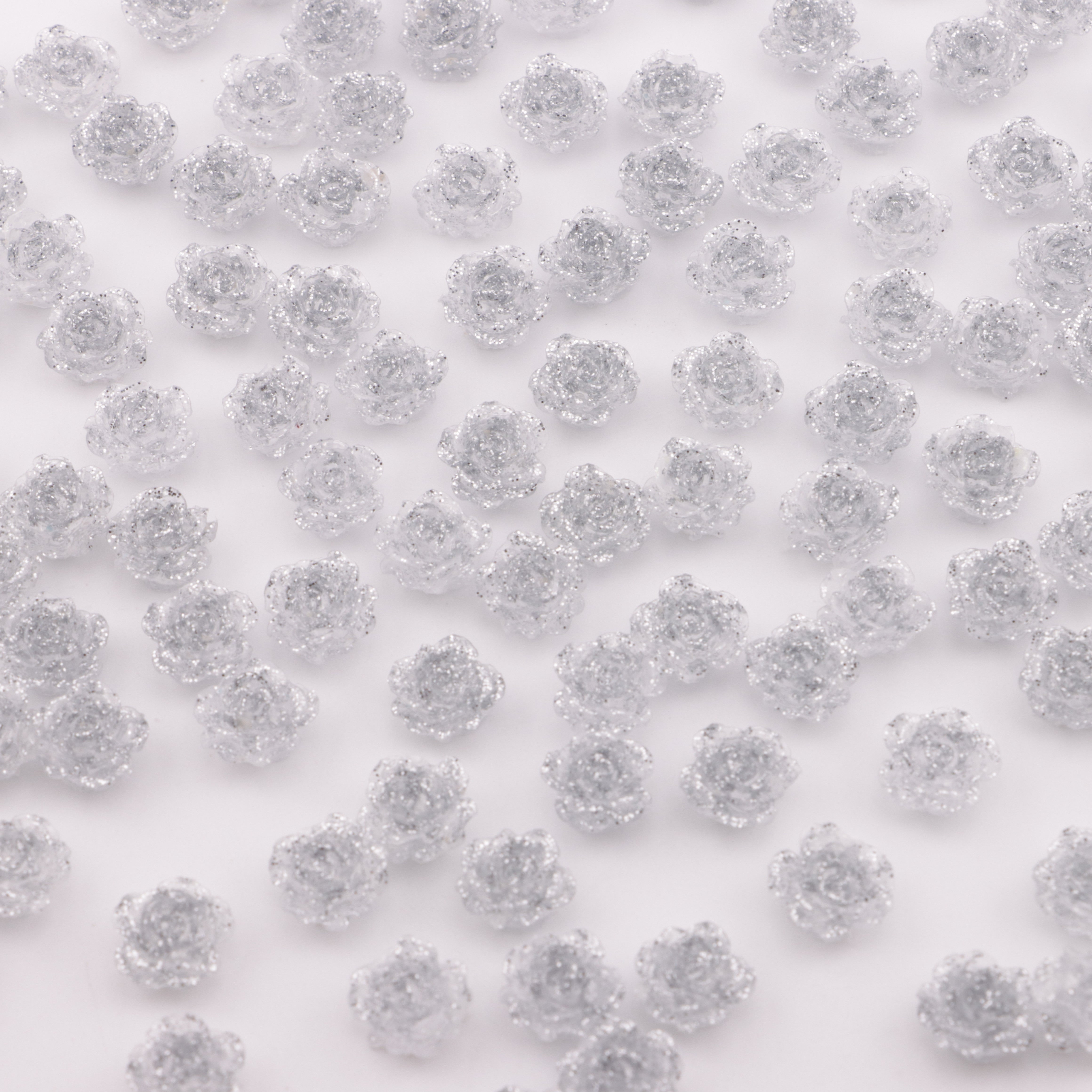 FS5471- 10mm Gray Fine Glitter Soft Flower Charms Soft Flower Patches Luminous