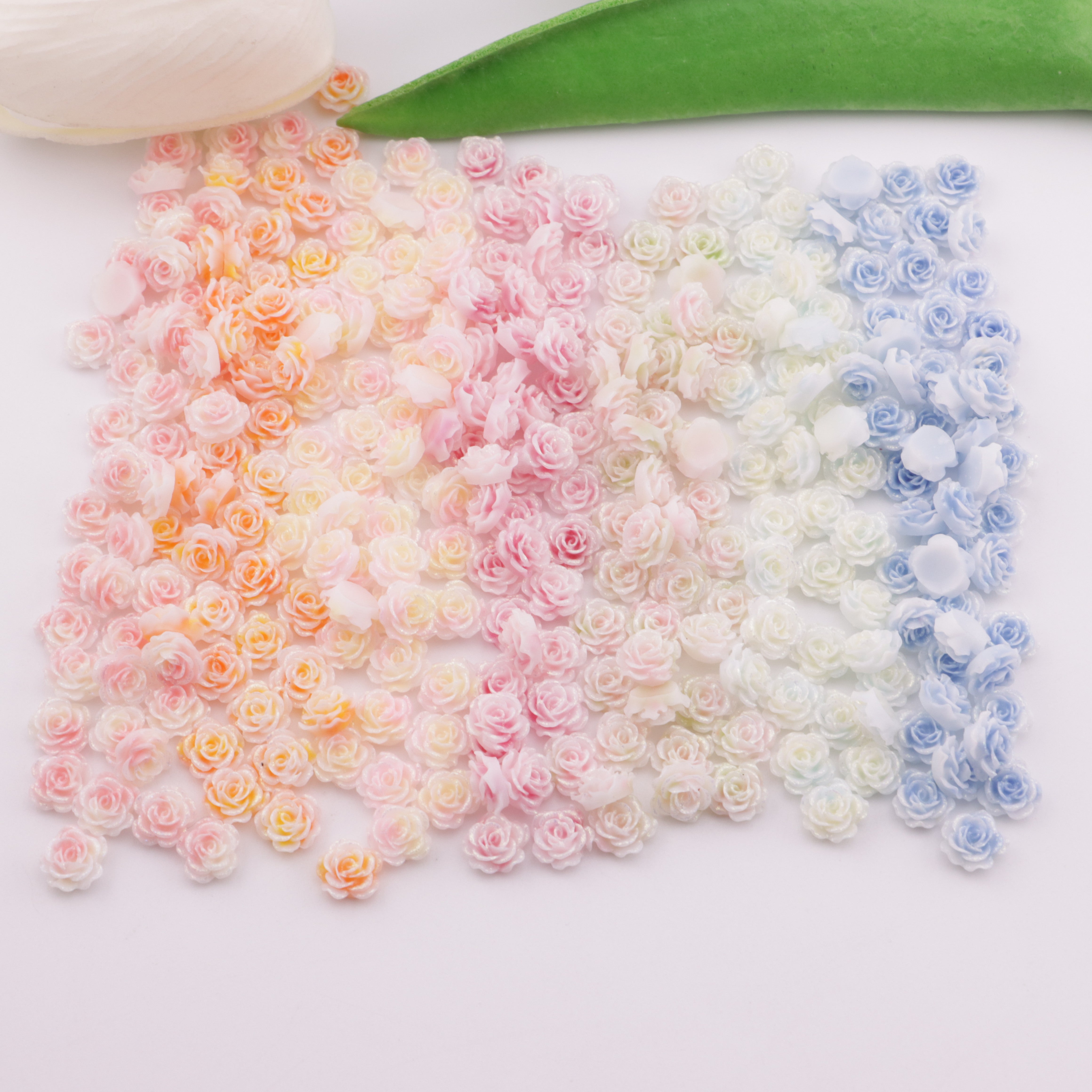 FS5396- 6mm Luminous Rose Flowers Charms Glow-in-the-Dark Soft Small Rose Patches