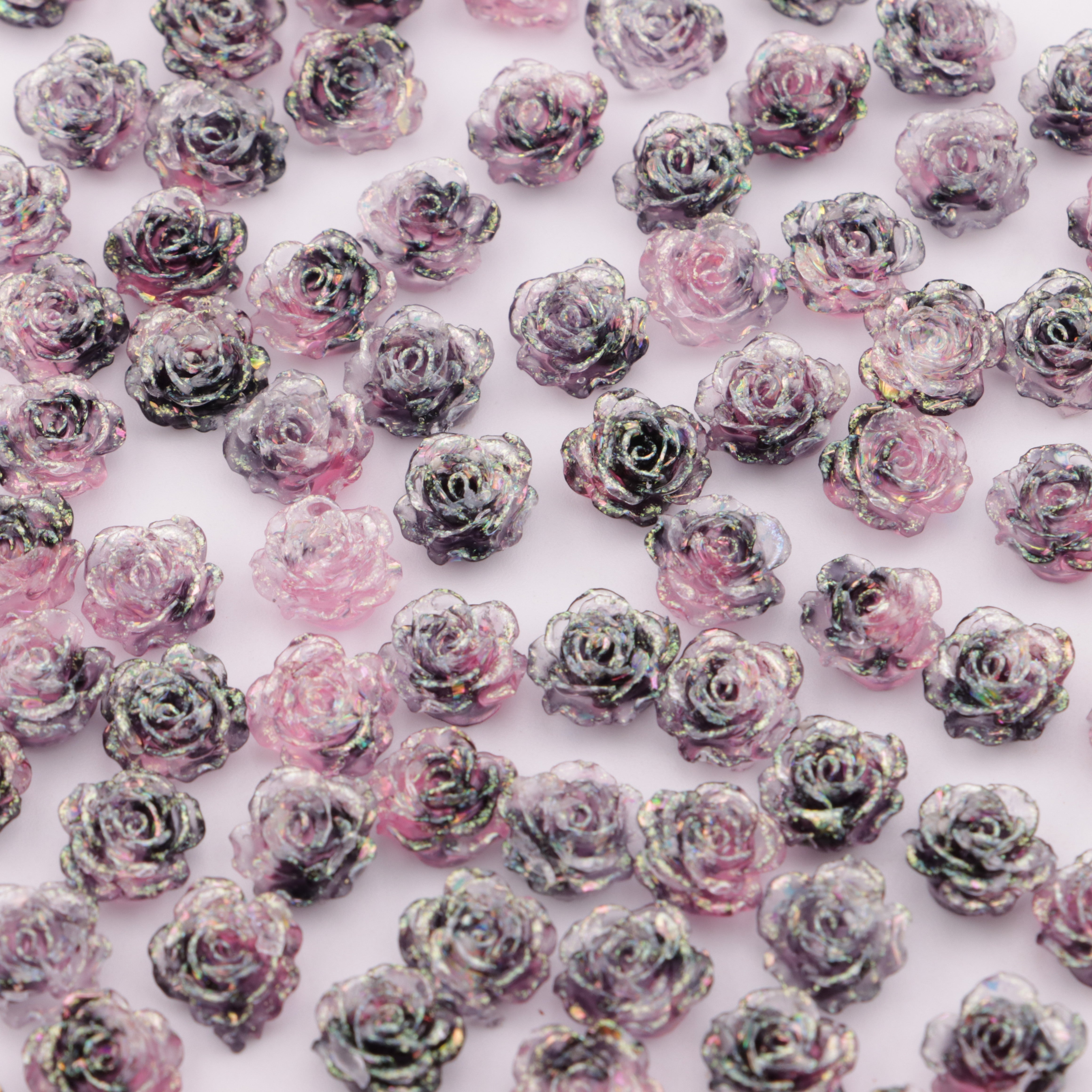 FS5457- 10mm Glitter, Soft Flower Charms Soft Flower Patches