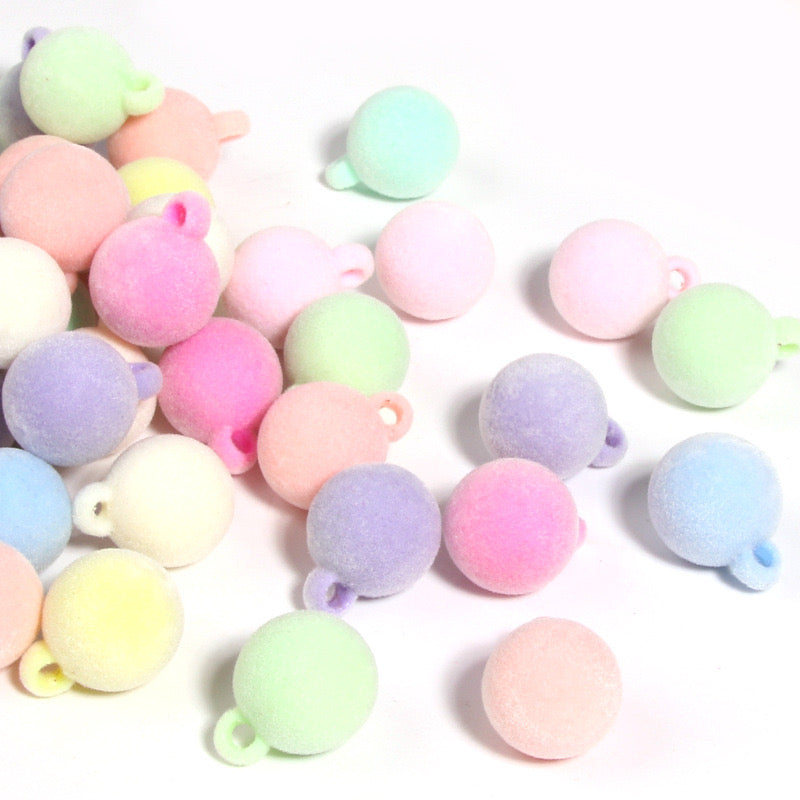 16MM Mixed Color Flocking Acrylic Beads For Making Car Hangers