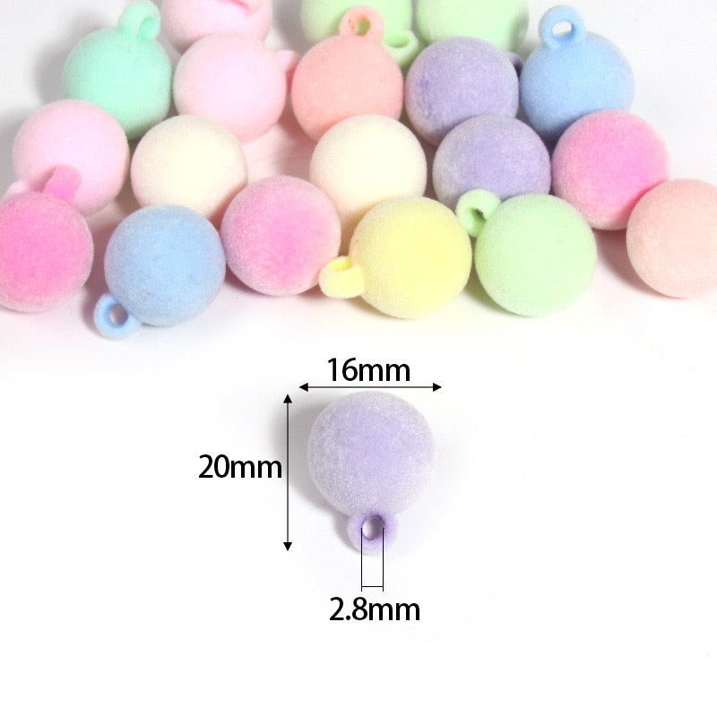 16MM Mixed Color Flocking Acrylic Beads For Making Car Hangers