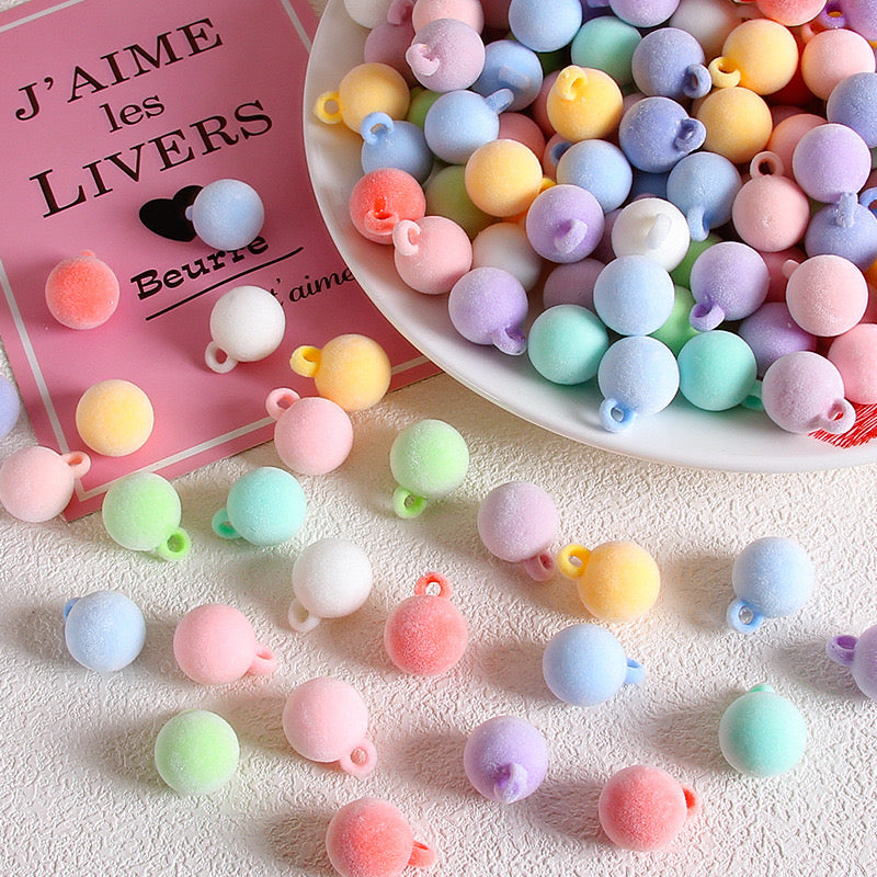 16MM Mixed Color Flocking Acrylic Beads For Making Car Hangers