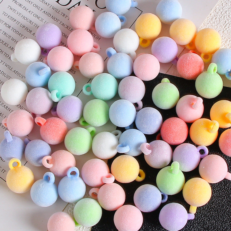 16MM Mixed Color Flocking Acrylic Beads For Making Car Hangers