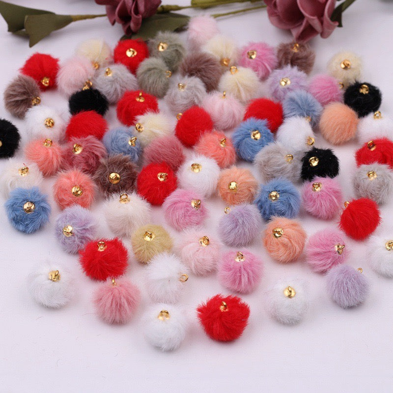 16MM Mixed Color Imitation Mink Plush Beads For Making Car Hangers