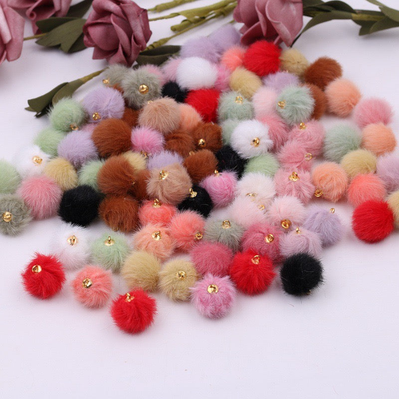 16MM Mixed Color Imitation Mink Plush Beads For Making Car Hangers