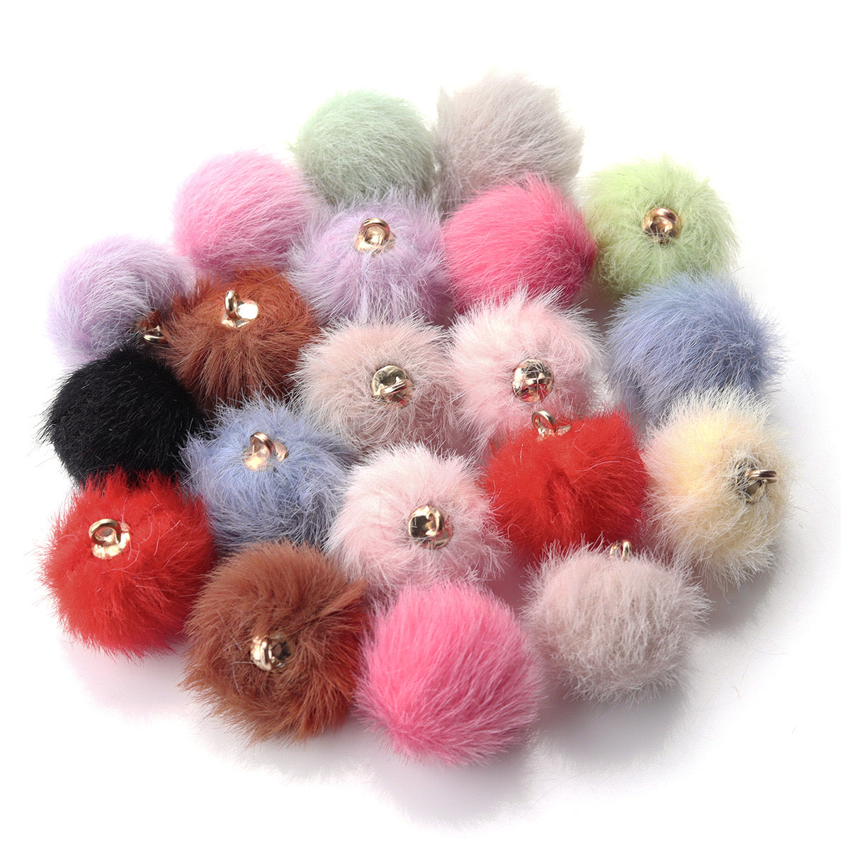 16MM Mixed Color Imitation Mink Plush Beads For Making Car Hangers