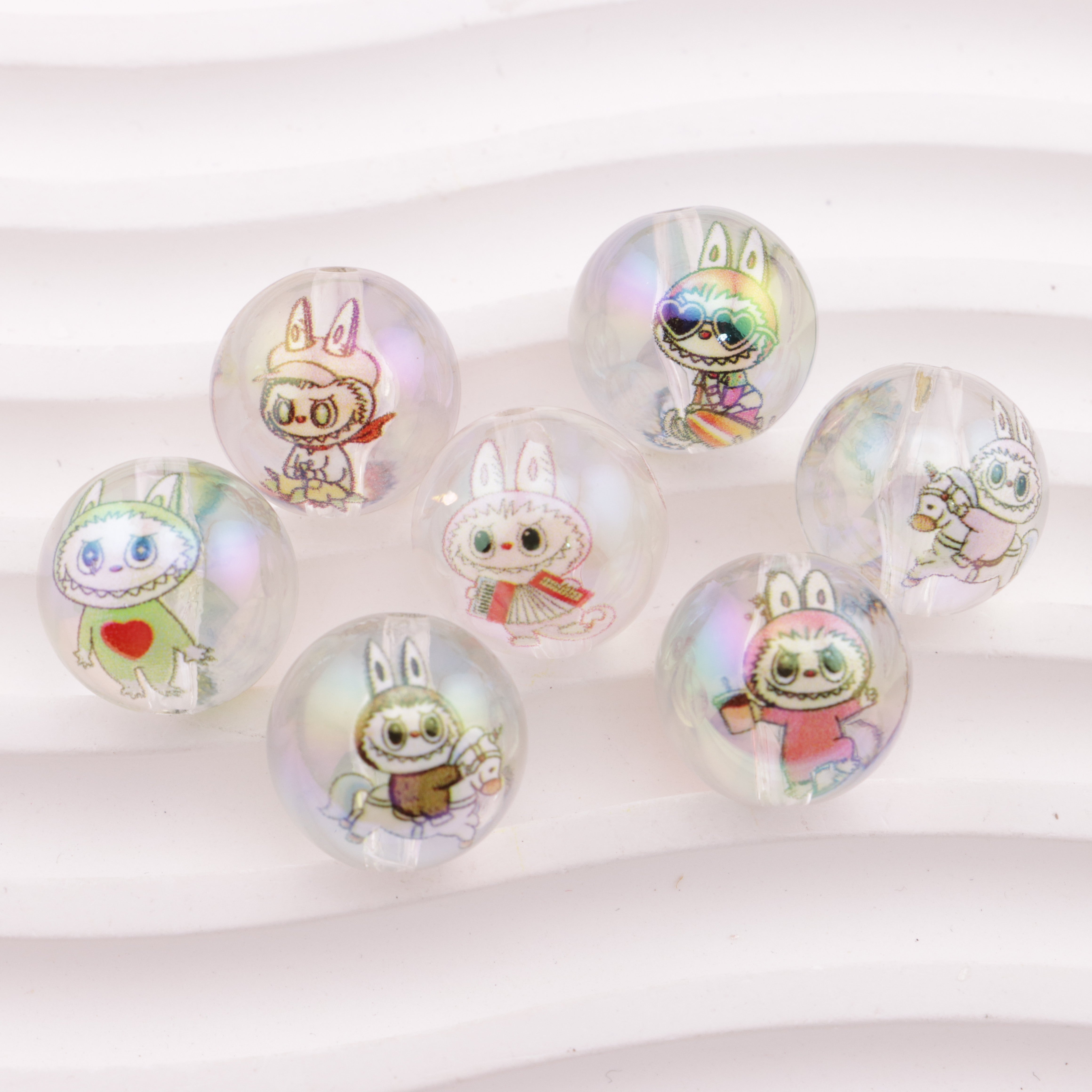 FS5804- 16mm Labubu Transparent Printed Beads