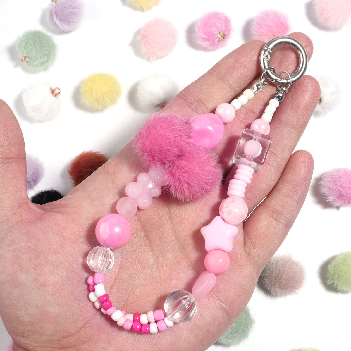 16MM Mixed Color Imitation Mink Plush Beads For Making Car Hangers