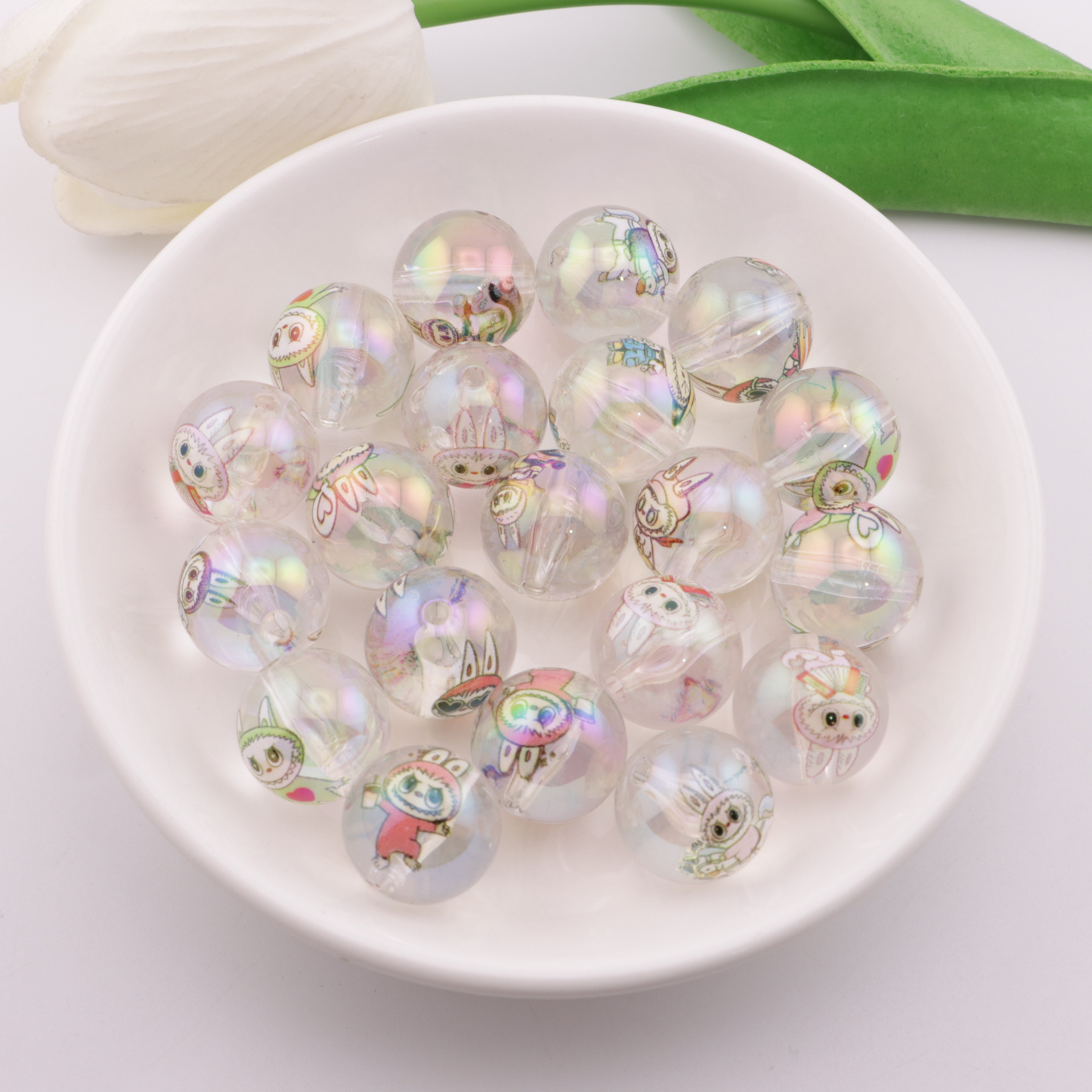 FS5804- 16mm Labubu Transparent Printed Beads