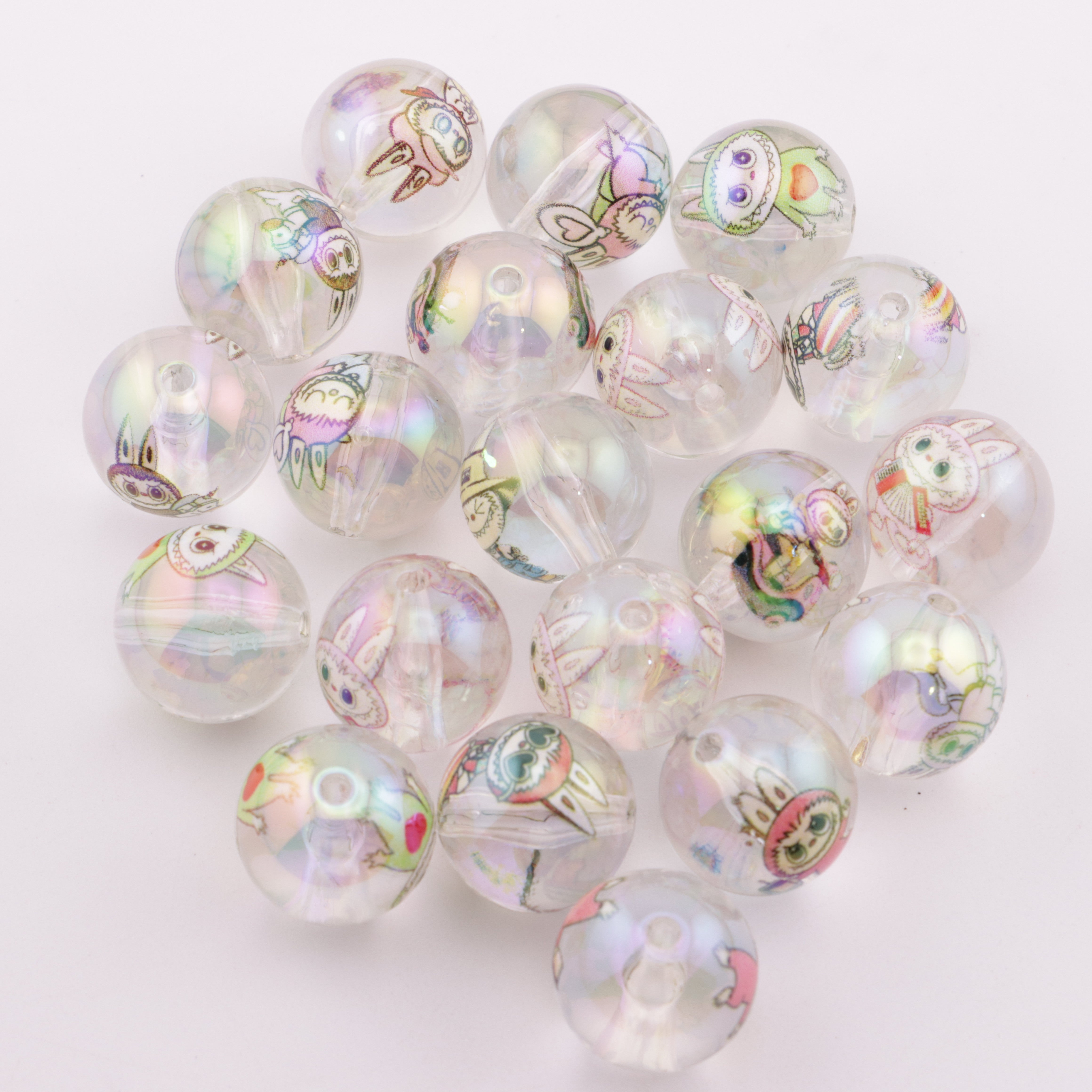 FS5804- 16mm Labubu Transparent Printed Beads