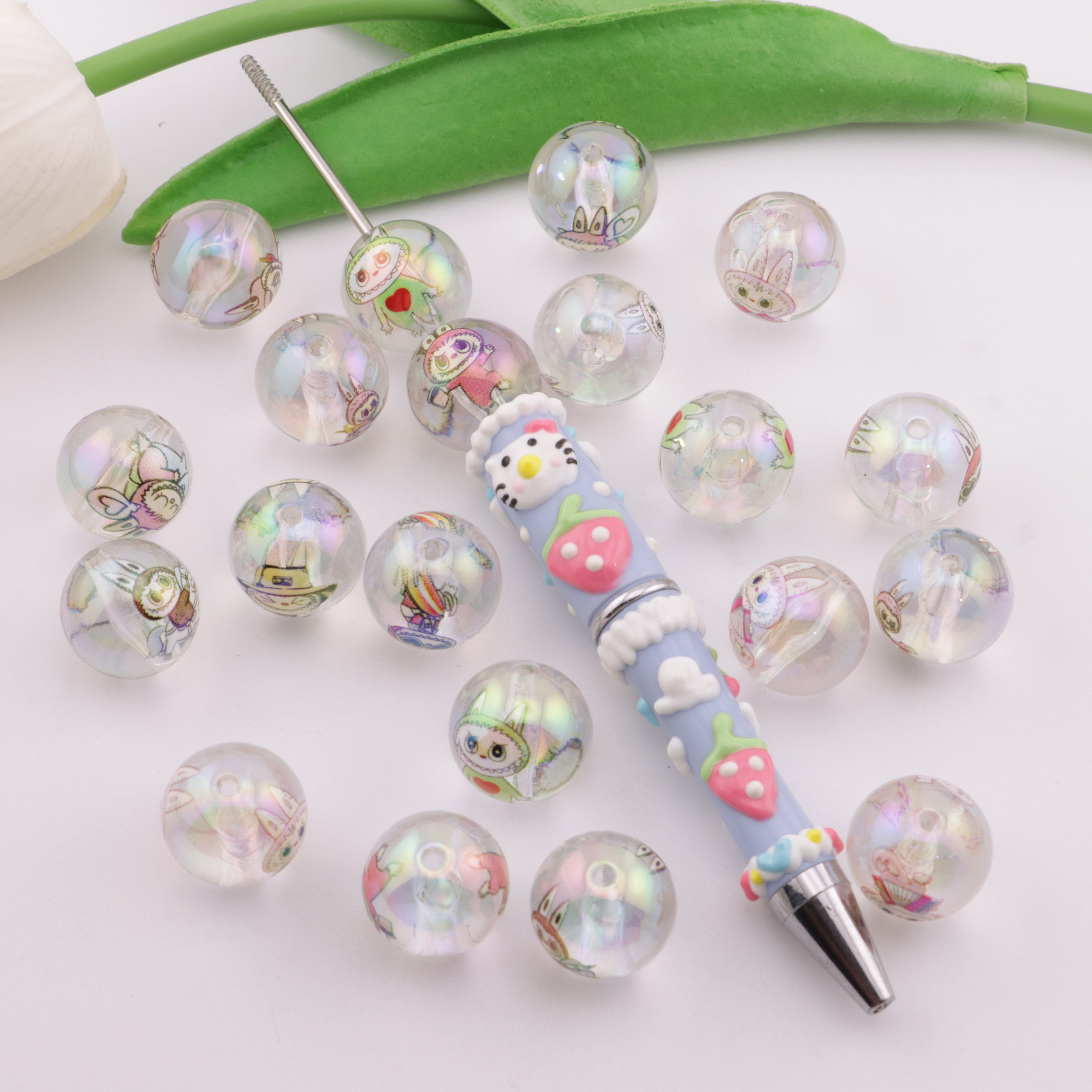 FS5804- 16mm Labubu Transparent Printed Beads