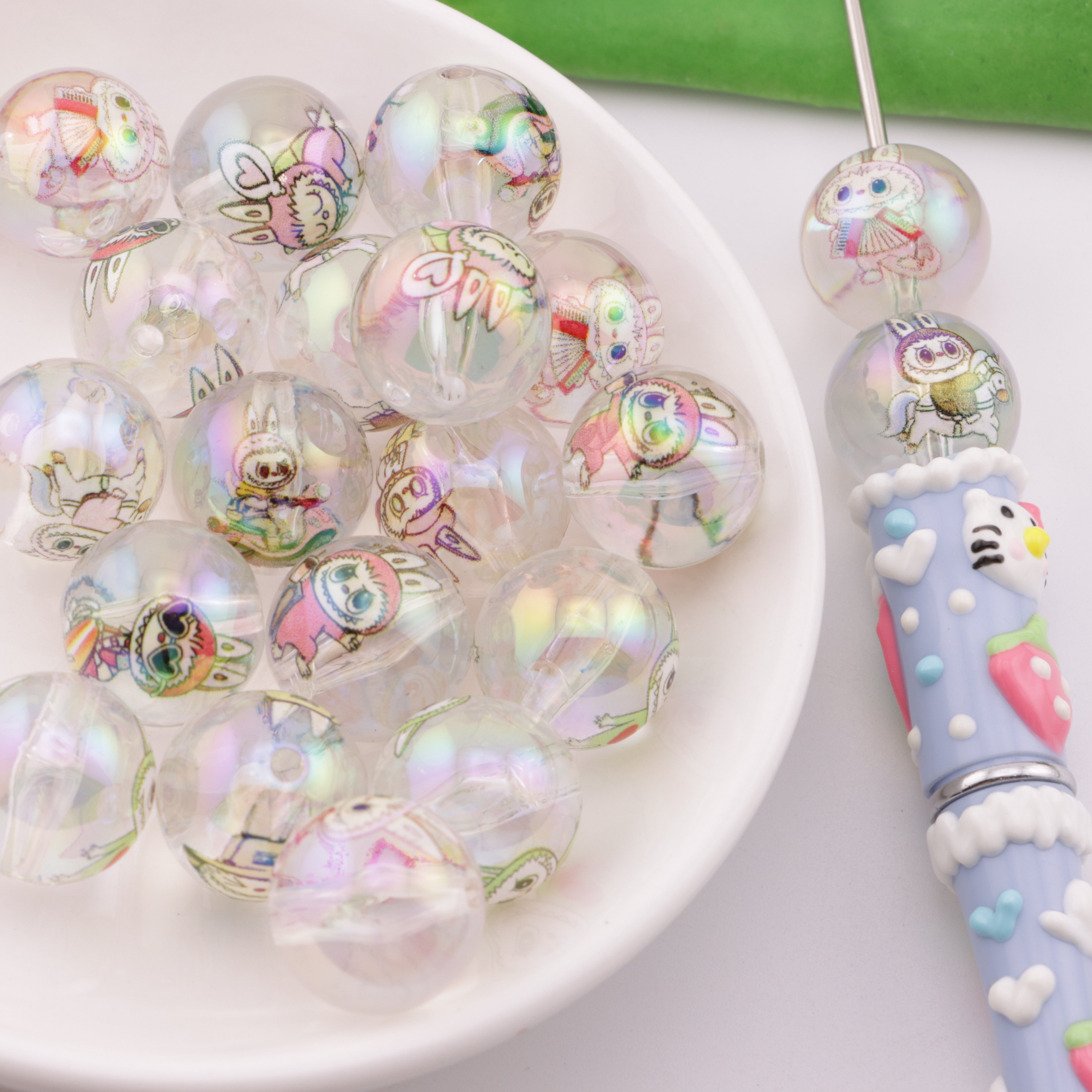 FS5804- 16mm Labubu Transparent Printed Beads