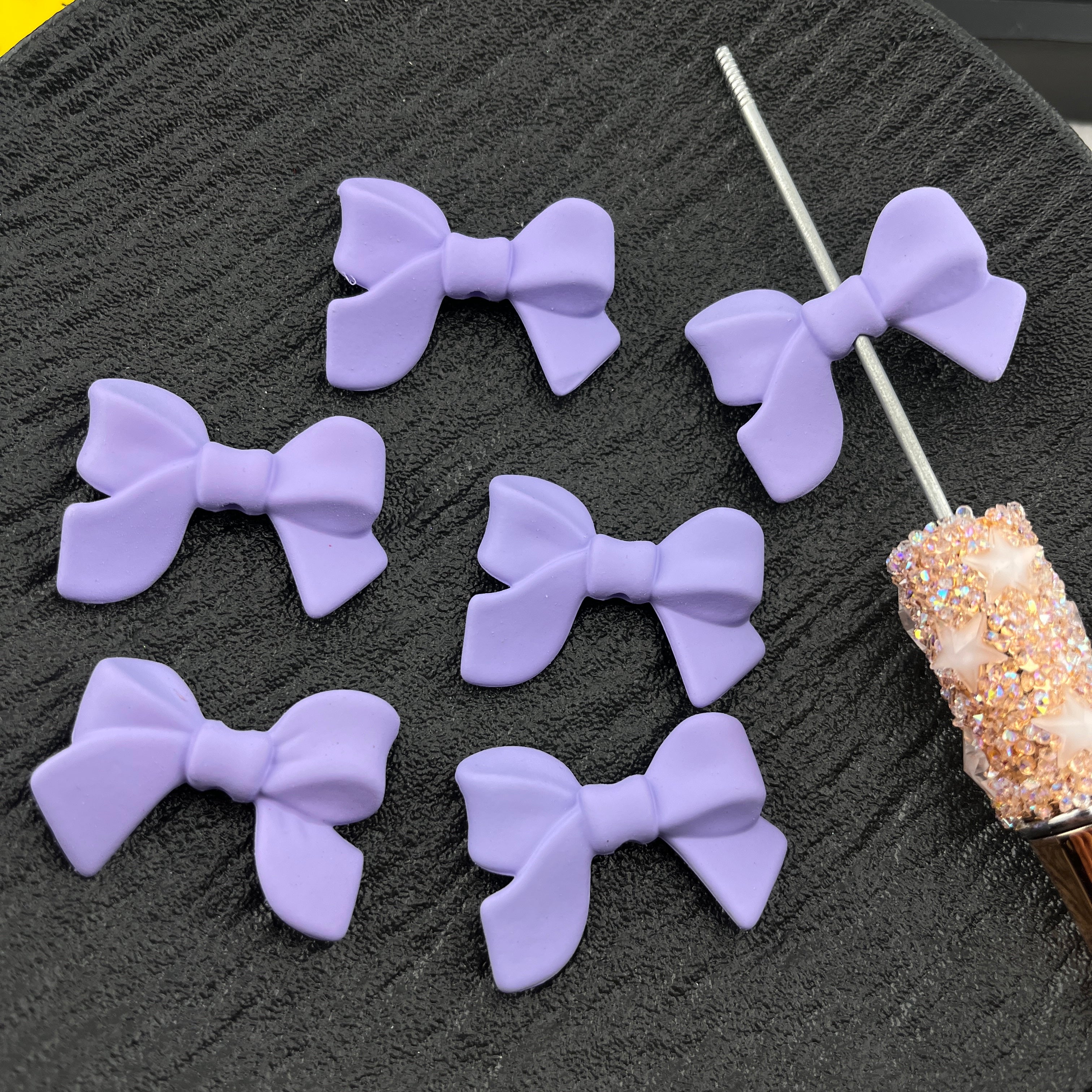 FS2312-33MM 10PCS Frosted Bow Acrylic Beads Fit For Beadable Pens