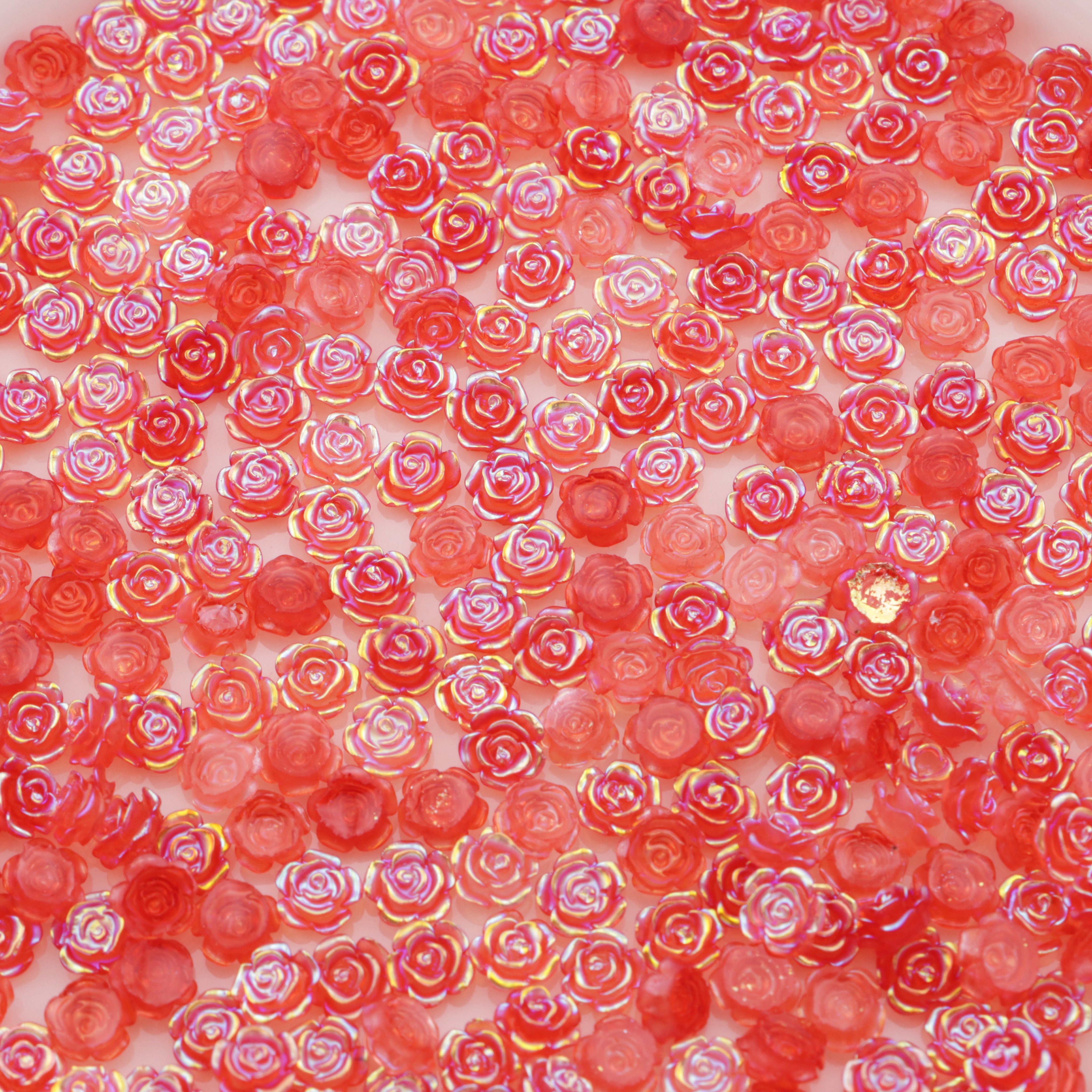 FS3616- 6mm Clear Red Rose Charms Transparent Red Roses