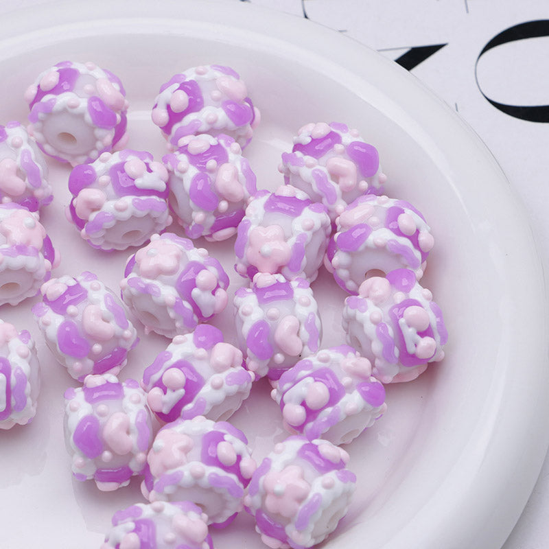 FS4390- 16mm Purple Hand-Painted Beads