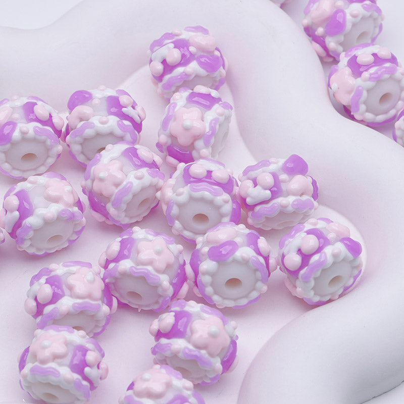 FS4390- 16mm Purple Hand-Painted Beads