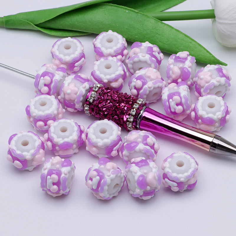 FS4390- 16mm Purple Hand-Painted Beads