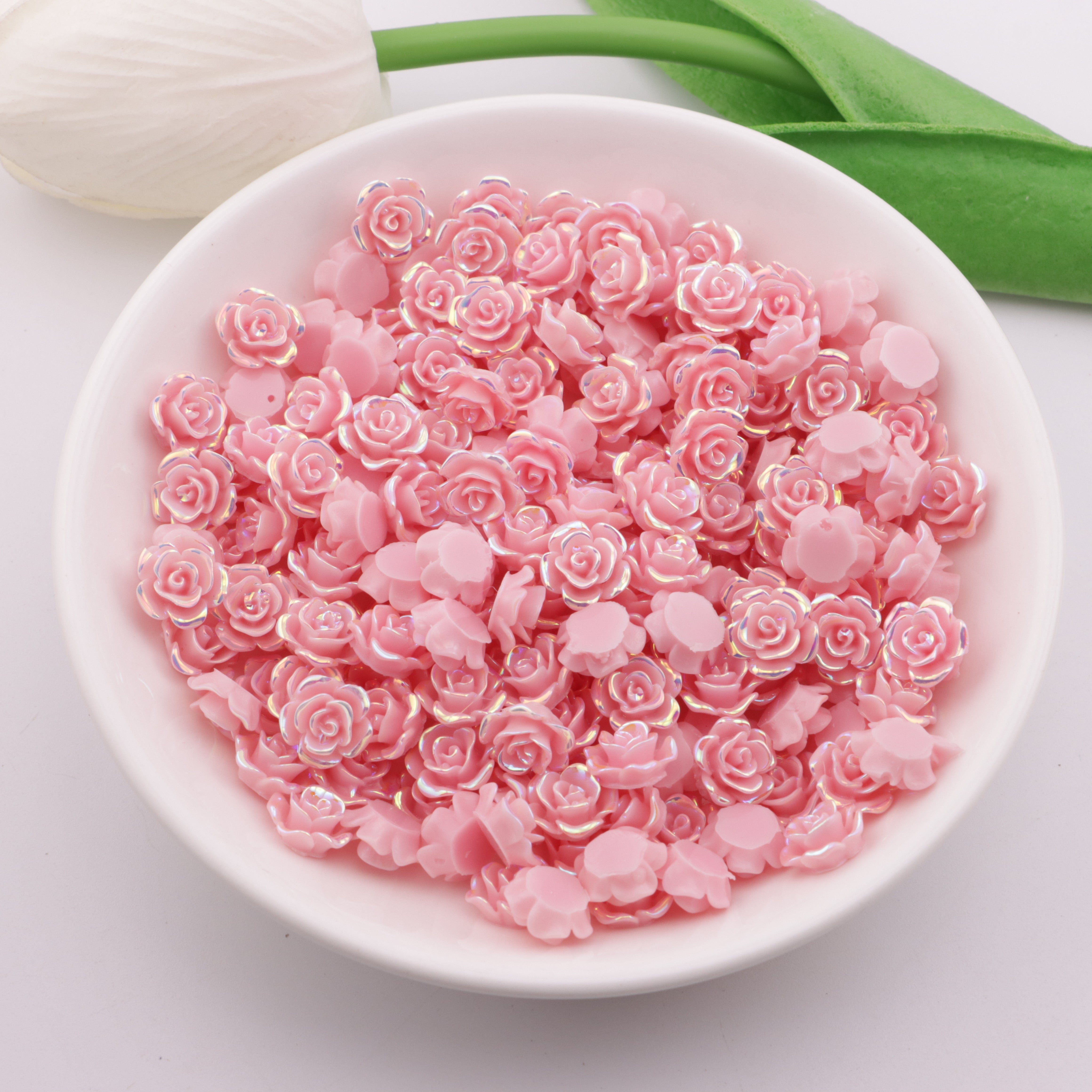 FS3603- 10mm Black White Uv Rose Flower Charms Roses