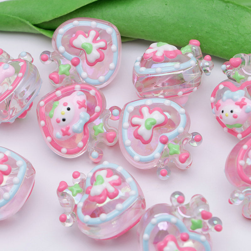 FS3653- Clear Mymeldy Heart Crown Hand Painted Beads