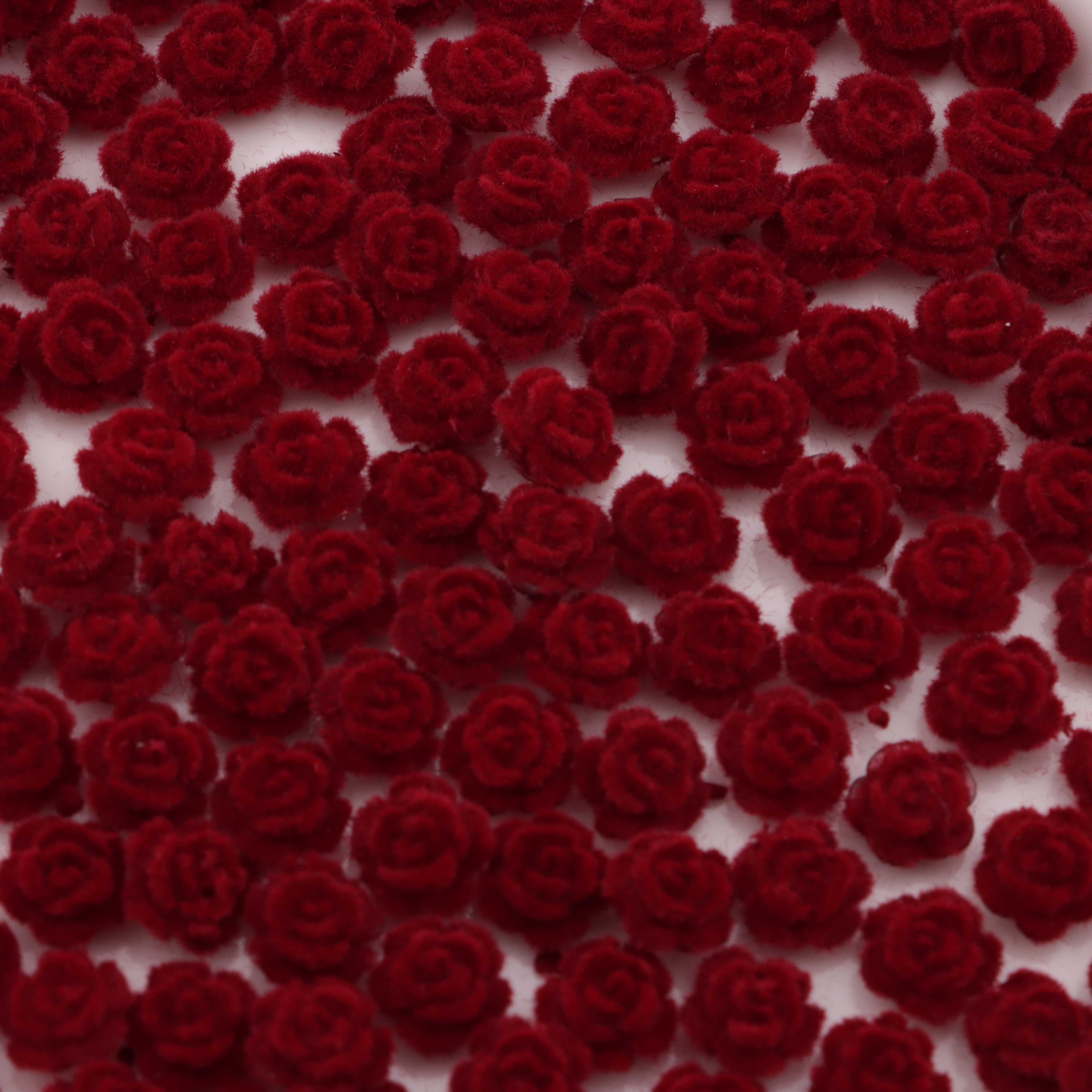 FS3750- 8mm Flocked Rose Flower Charms Flocked Rose