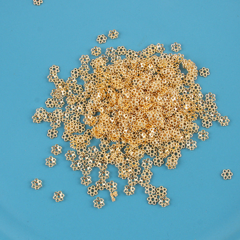 200Pcs 8mm Gold-plated Flower Spacer For Jewelry Making