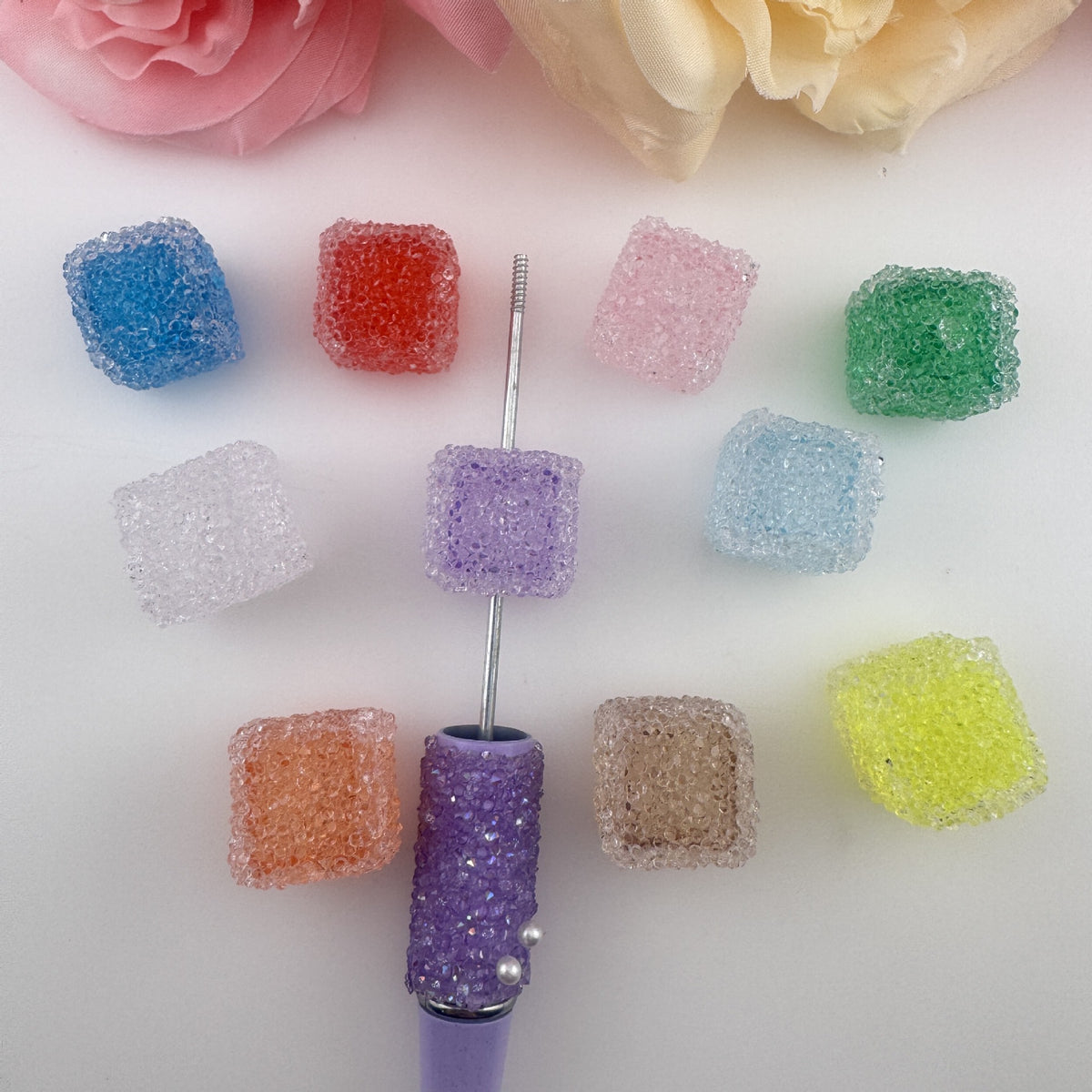 Sand Sugar Bead Pendants DIY Phone Chains & Bag Charms (Handmade)