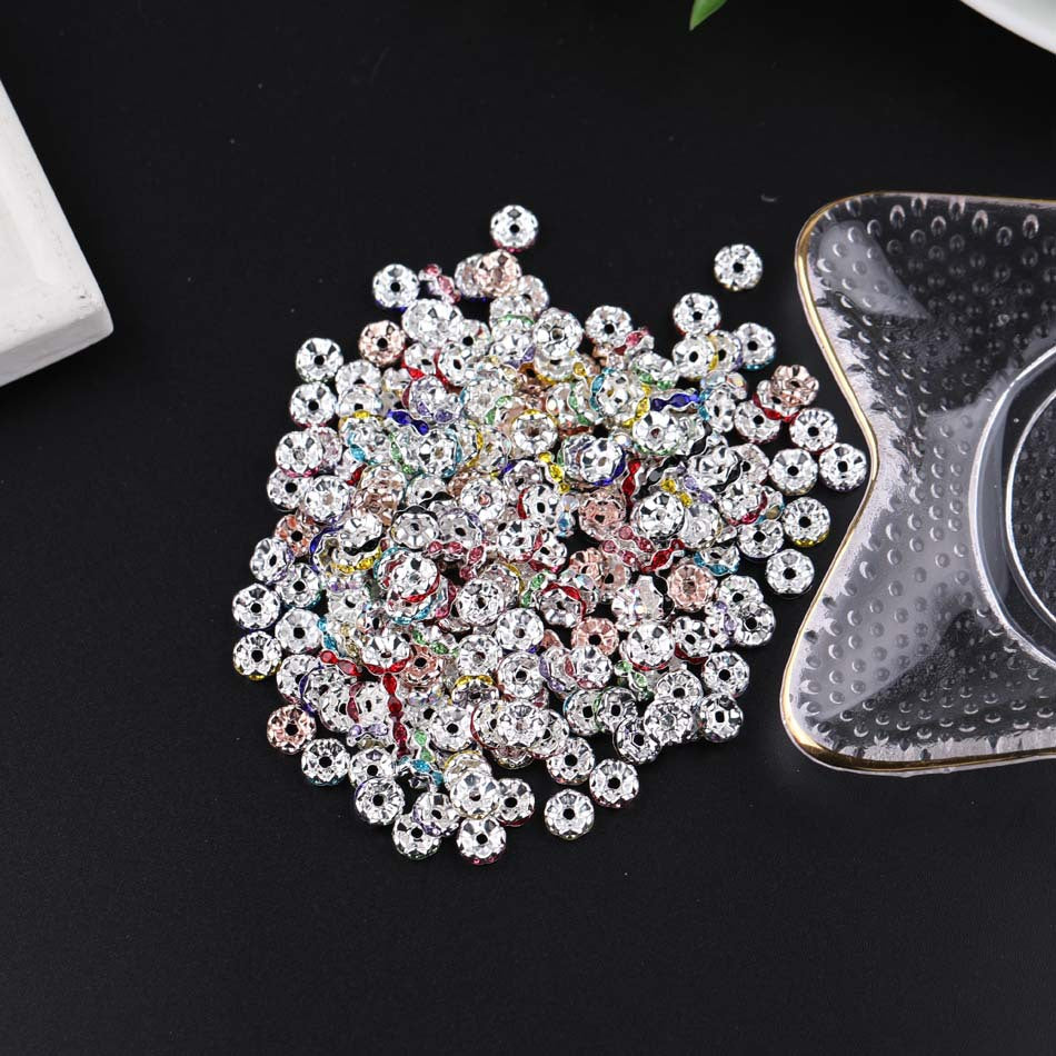 100pcs  Mixed Colorful  diamond-studded spacer(Mixed 10mm，Fit for Beadable Pen)