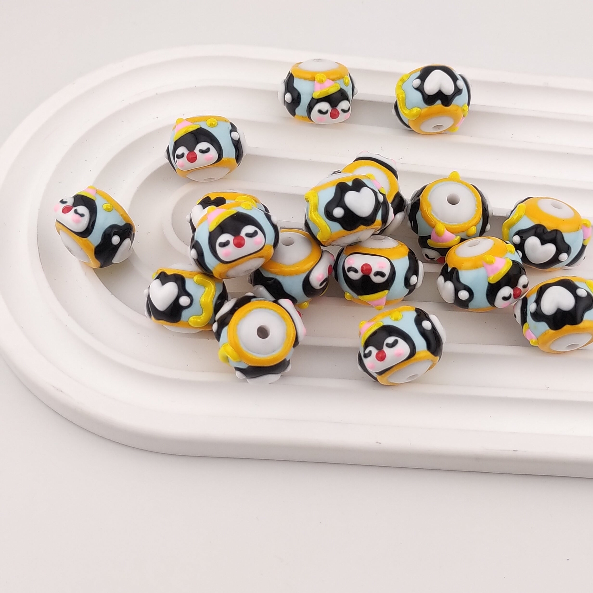 20MM Penguin Handpainted Acrylic Beads Fit For Beadable Pens