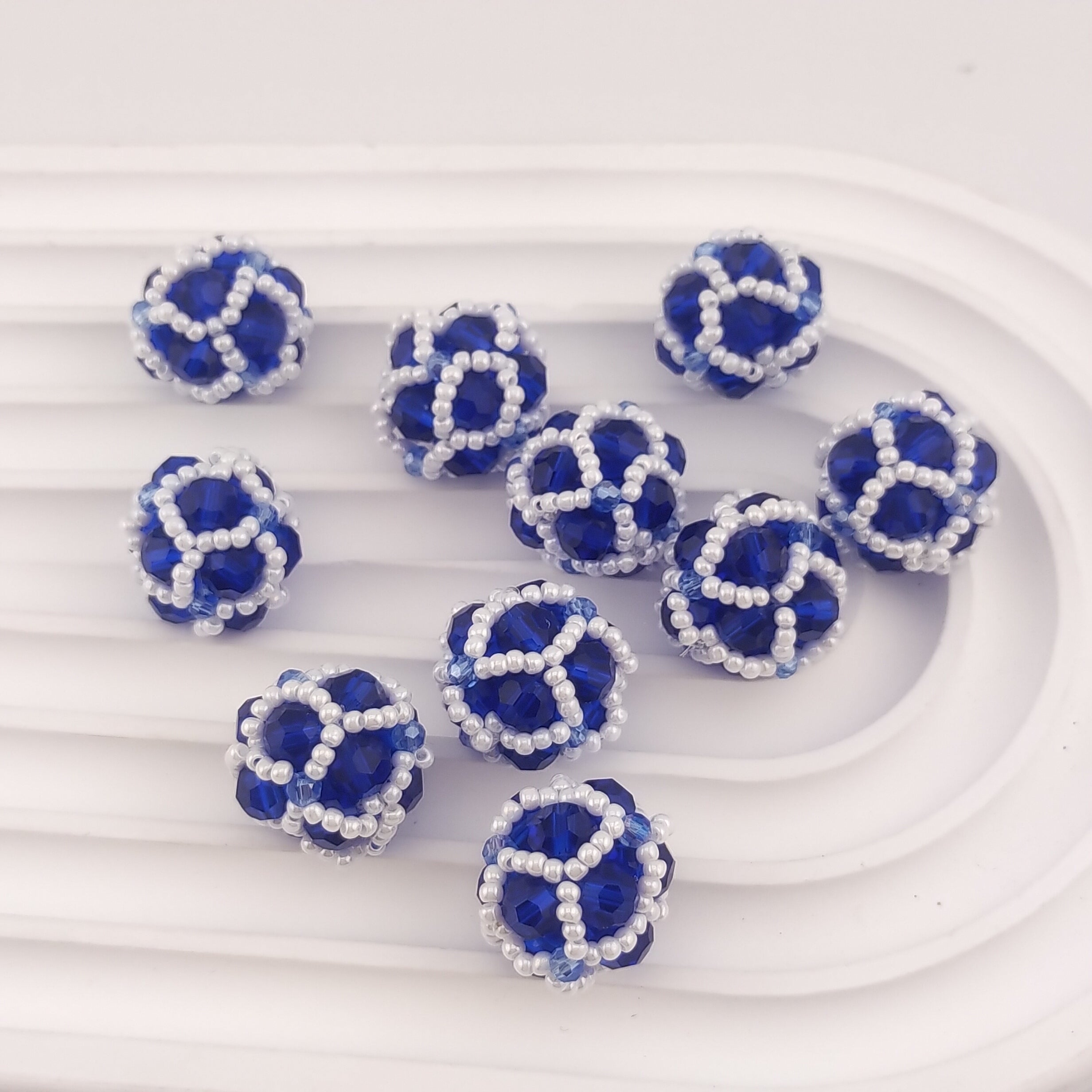 16MM Blue Pearl Handmade Glass Crystal Beads Fit For Beadable Pens