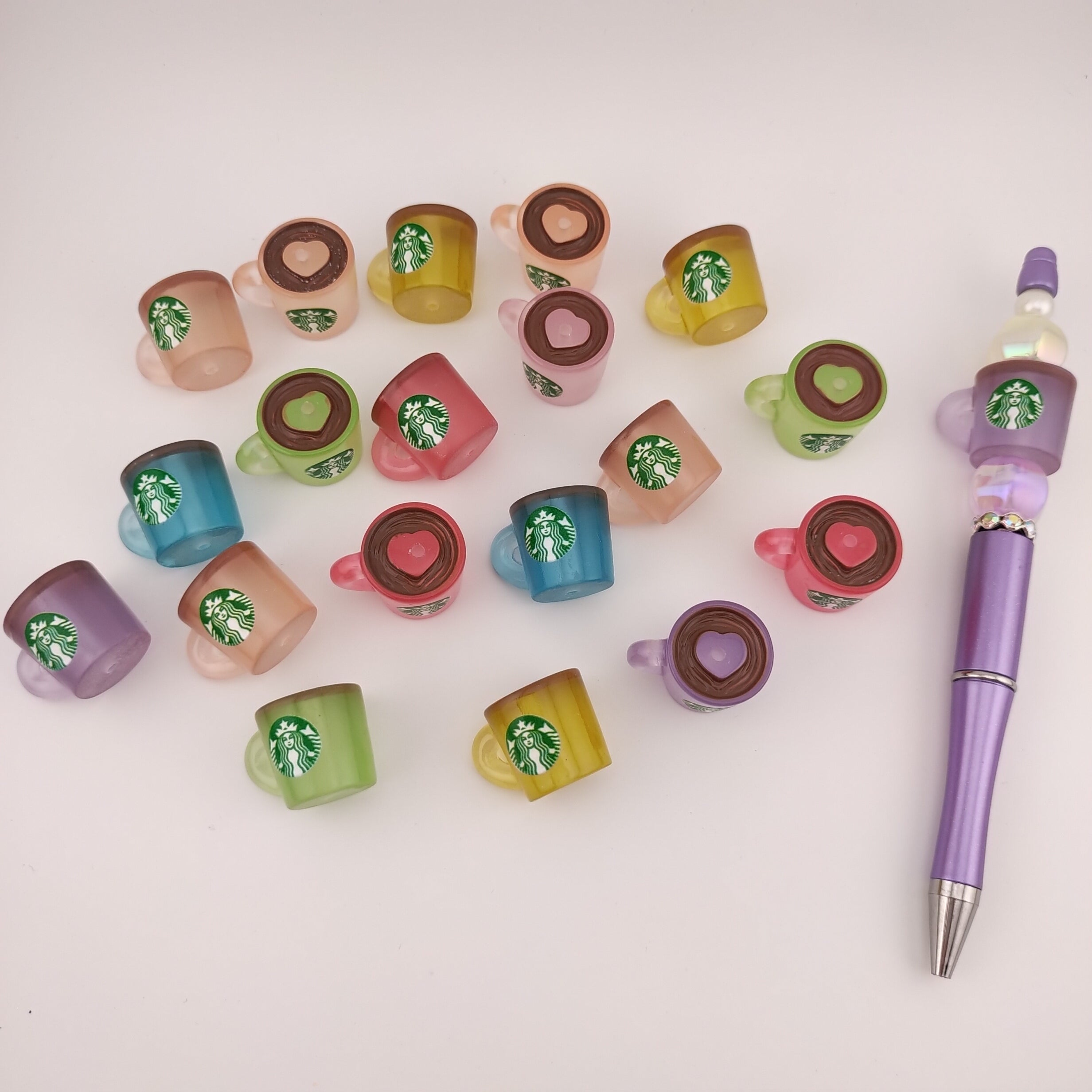 Mixed Color Glowing  Starbucks Cup Resin Beads Fit For Beadable Pens