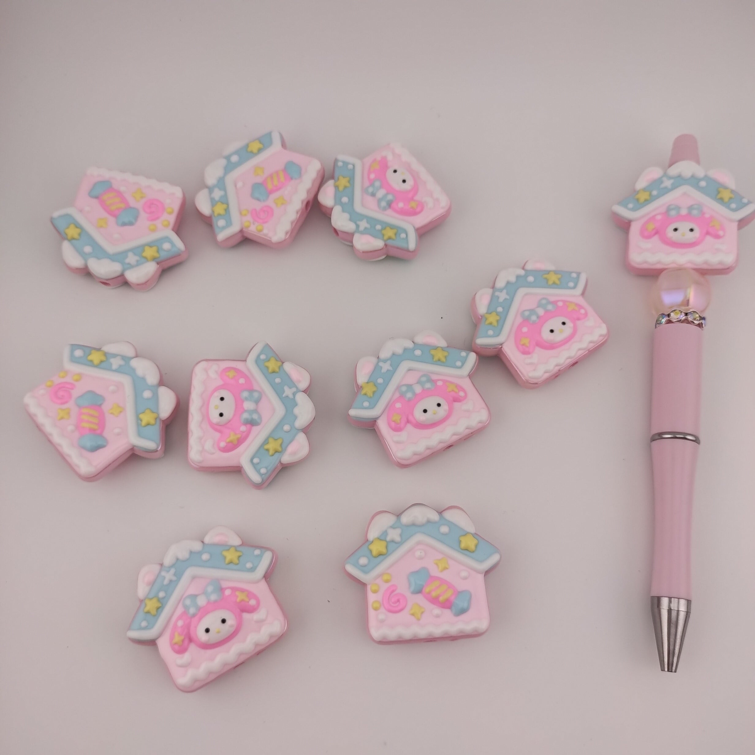 37MM Melody House  Handpainted Resin Beads Fit For Beadable Pens