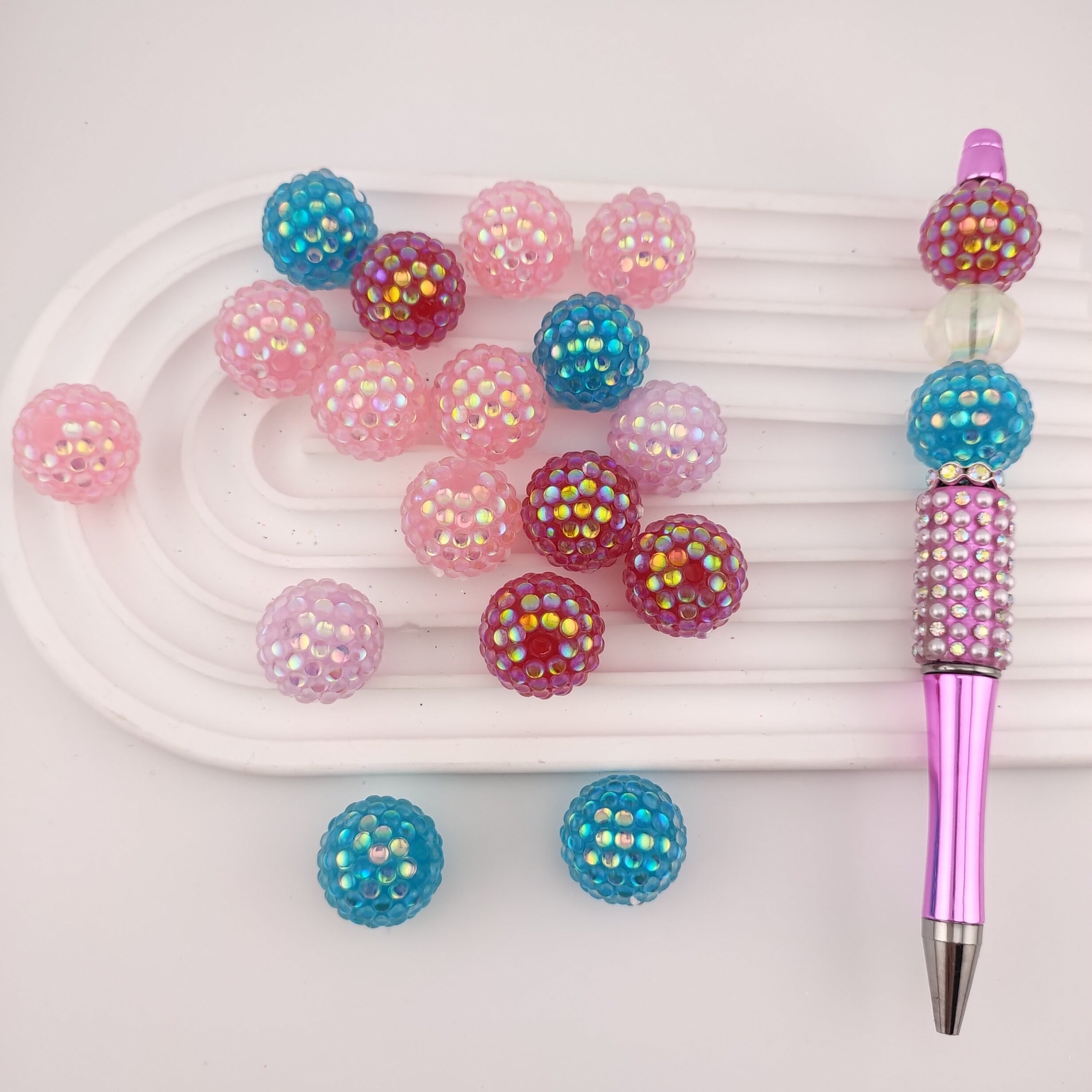 20MM Mixed Color Sparkling Resin Beads Fit For Beadable Pens