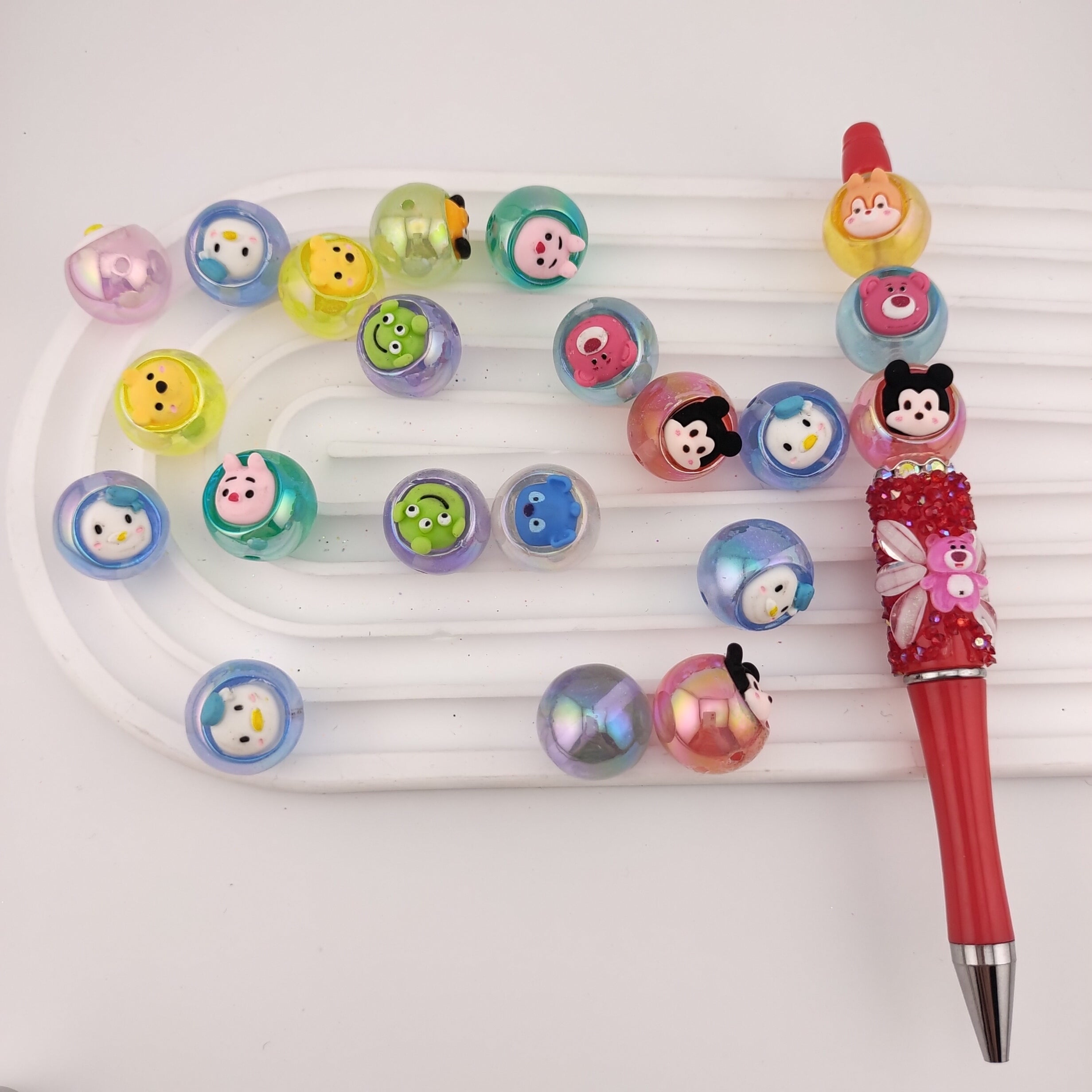 16MM Round Mixed Color Disney Cartoons Resin Beads Fit For Beadable Pens