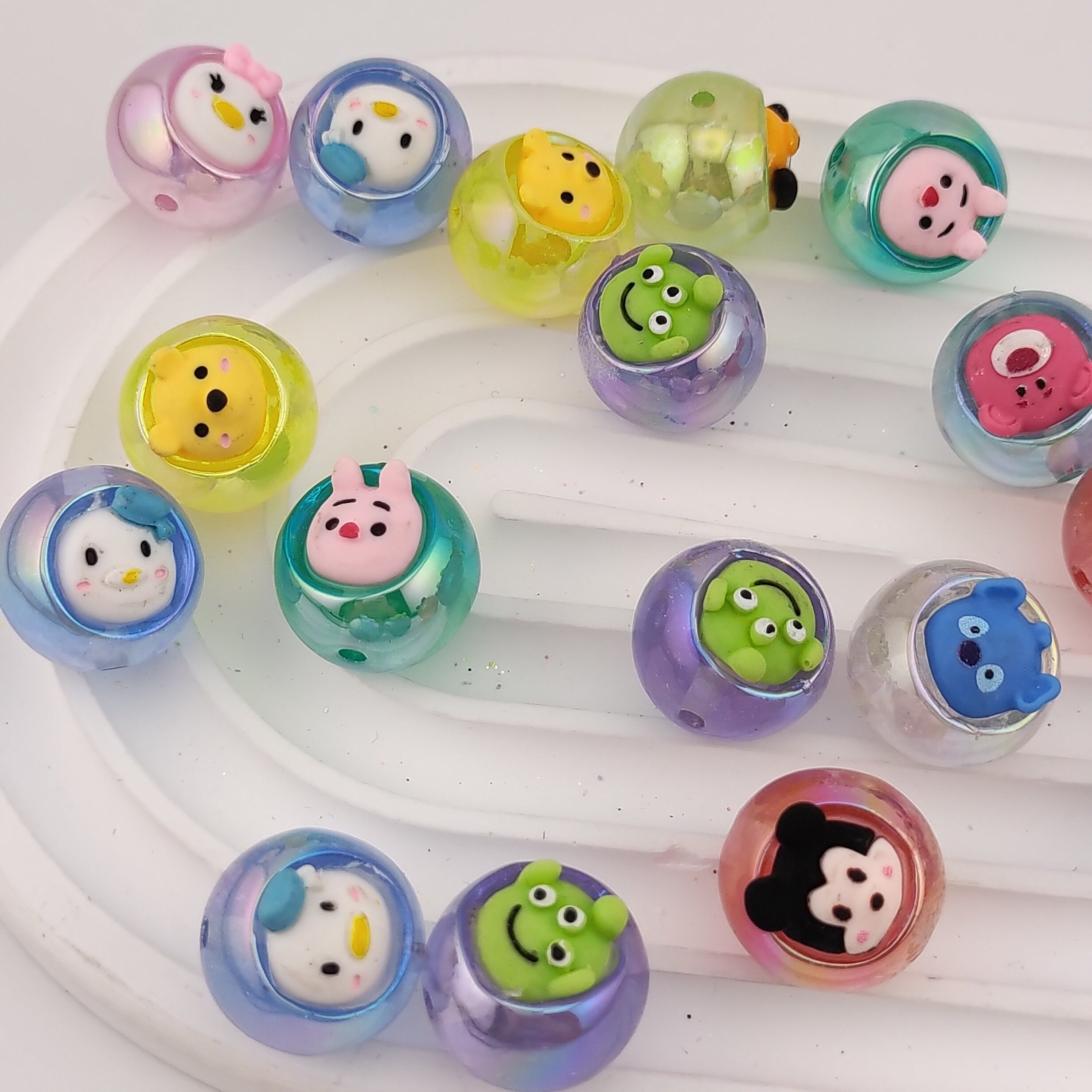 16MM Round Mixed Color Disney Cartoons Resin Beads Fit For Beadable Pens