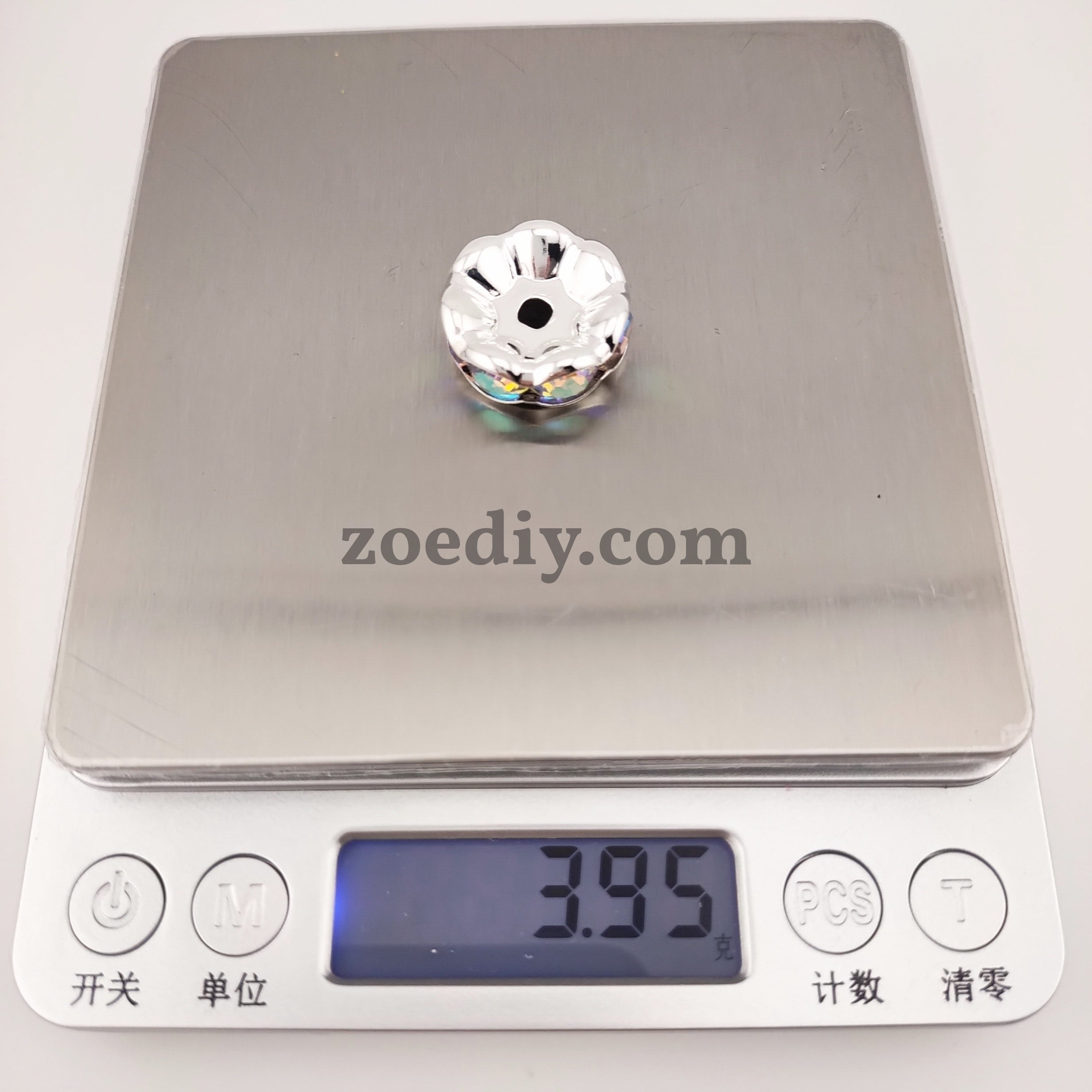 FS1107- 20MM Silver Round Edged Wavy Diamond Inlay Alloy Spacer