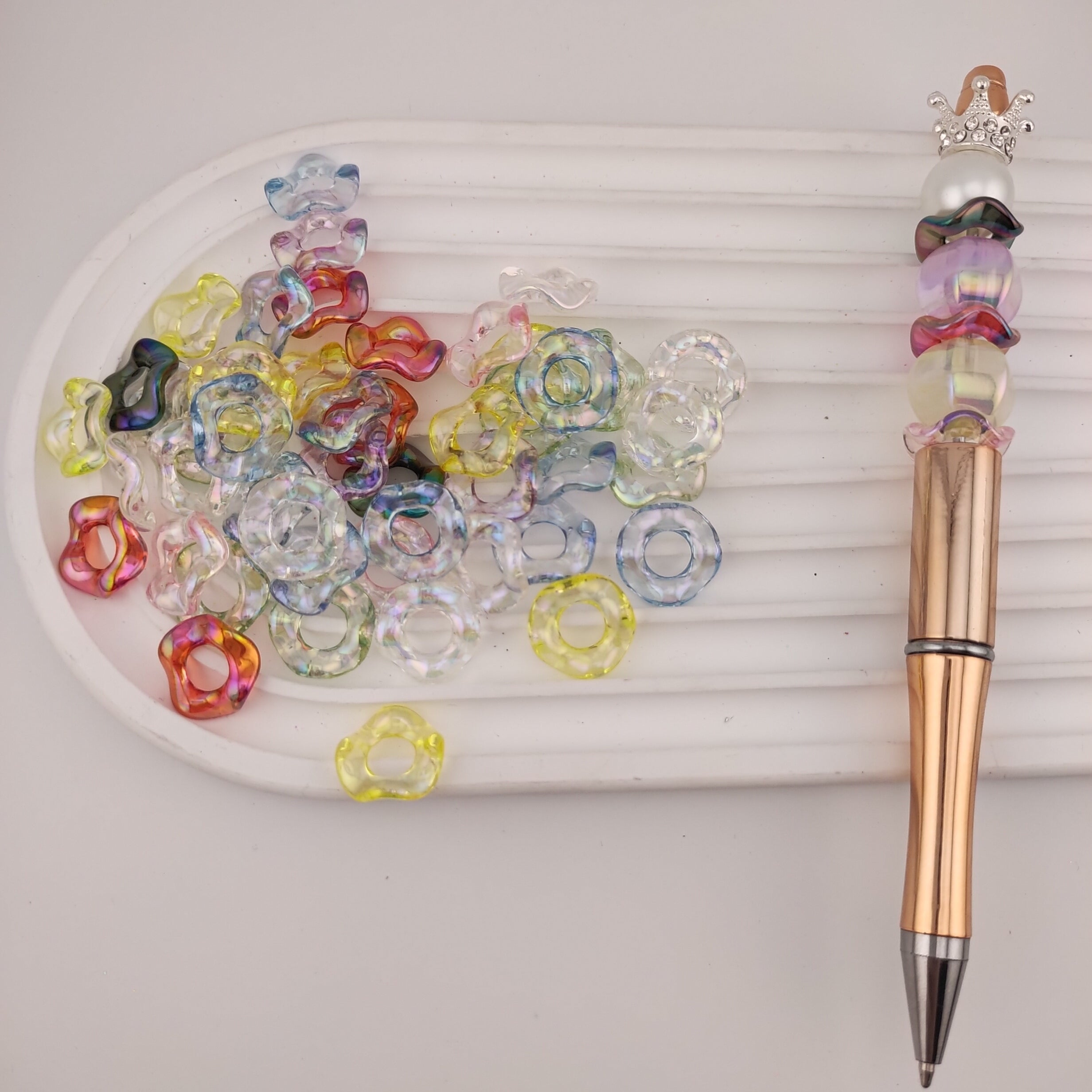 15MM  Clear Mixed Color Acrylic Spacer Fit For Beadable Pens