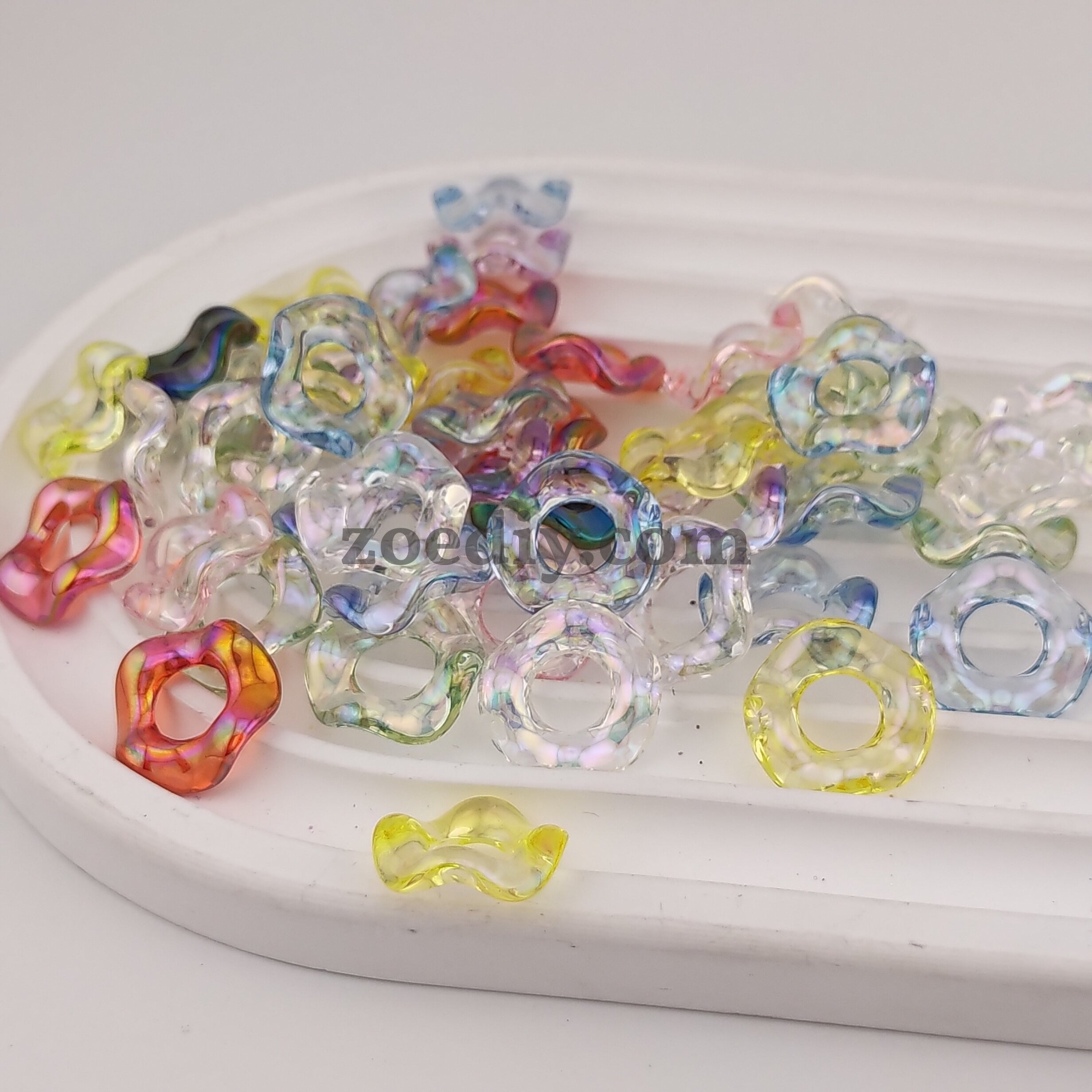 FS1108-16MM Mixed Color WavyPlastic Spacer Fit For Beadspen Beads