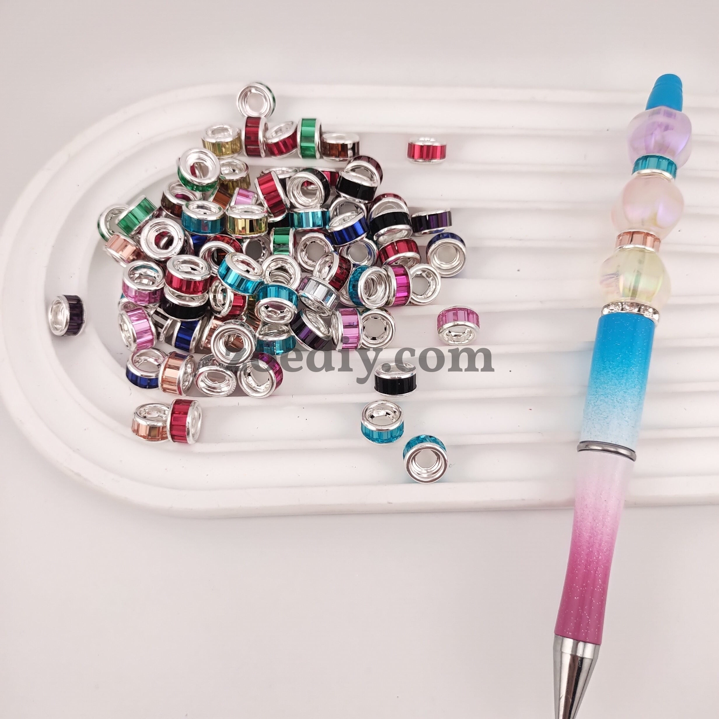 FS1106-9MM Mixed Color Wheel Spacer Crystal Glass Acrylic Spacer Fit For Beadable Pens