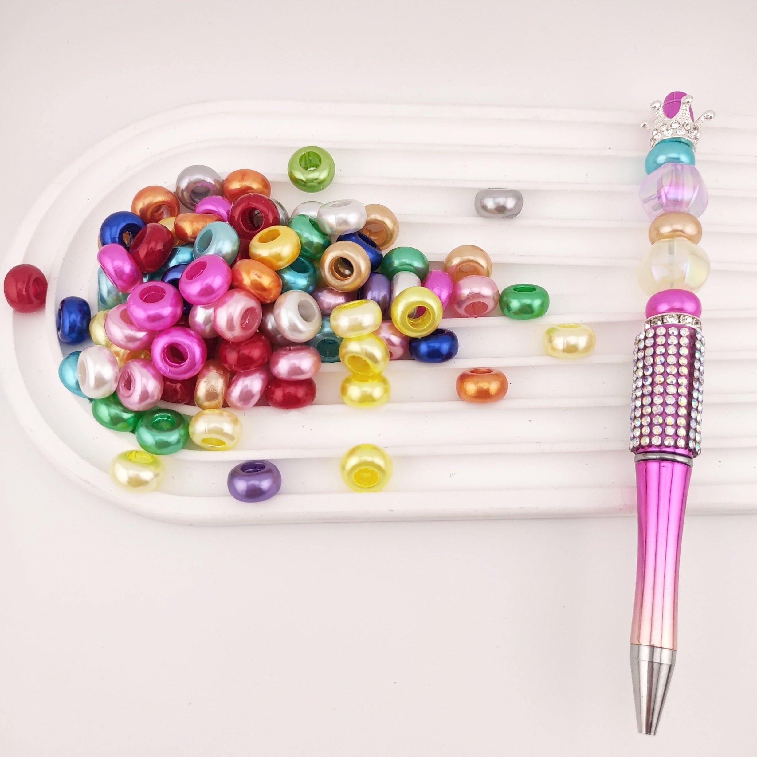 12MM Round Mixed Color Pearl Looking Spacer Fit For Beadable Pens