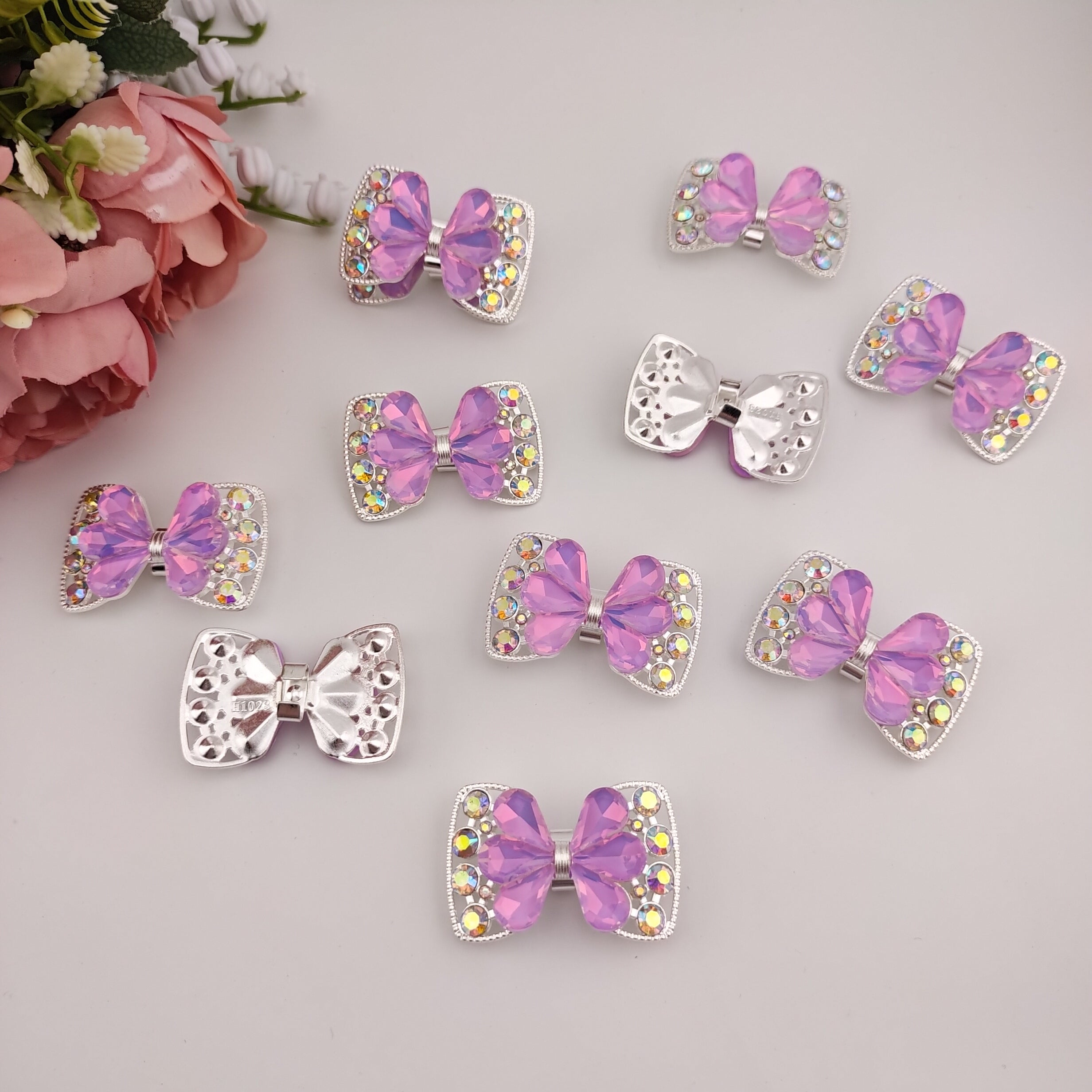 40MM Two Color Diamond Studded Alloy Bowknot Accessories