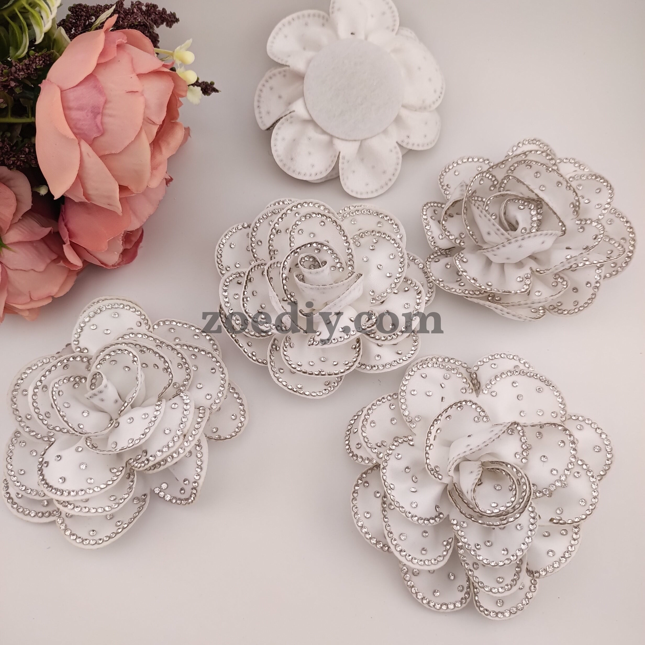 FS1522-3D Diamond Fabric Rose Flower For Making Fancy Bead