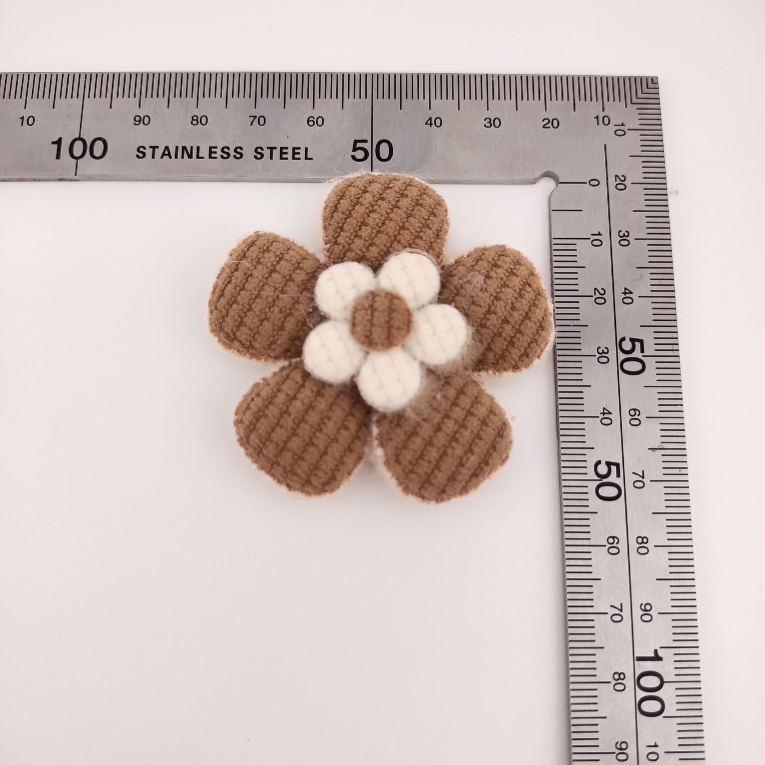 55MM Beige&Coffee color Three-Dimensional Flower Fabric For Making Fancy Beads