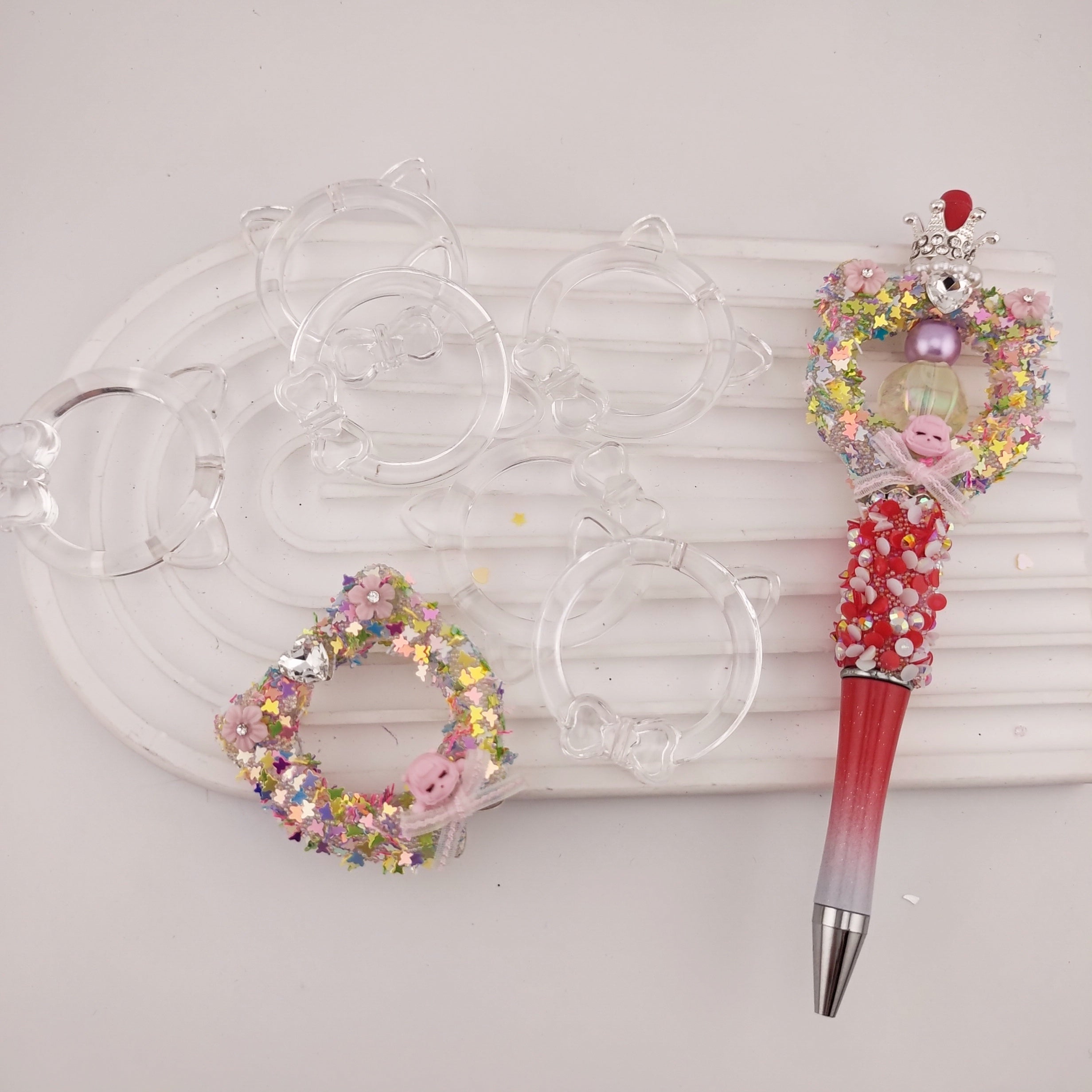 39MM Cat Frame Clear Based Beads Fit For Beadable Pens